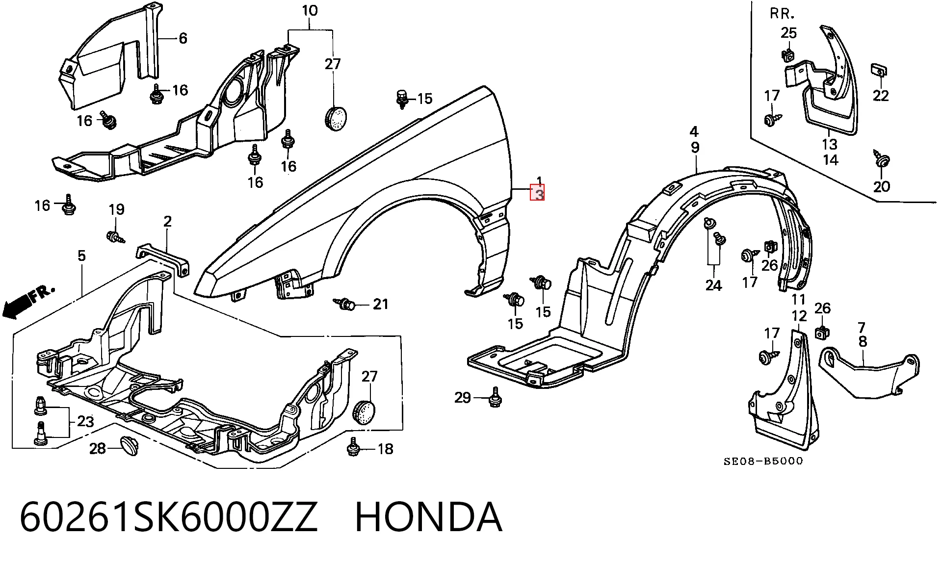 Aleta delantera izquierda para Honda Accord CA4, CA5