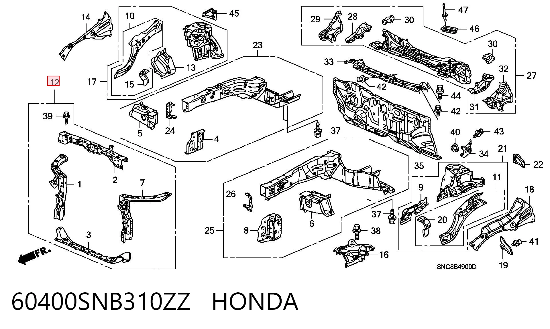 Soporte de radiador para Honda Civic FD, FA