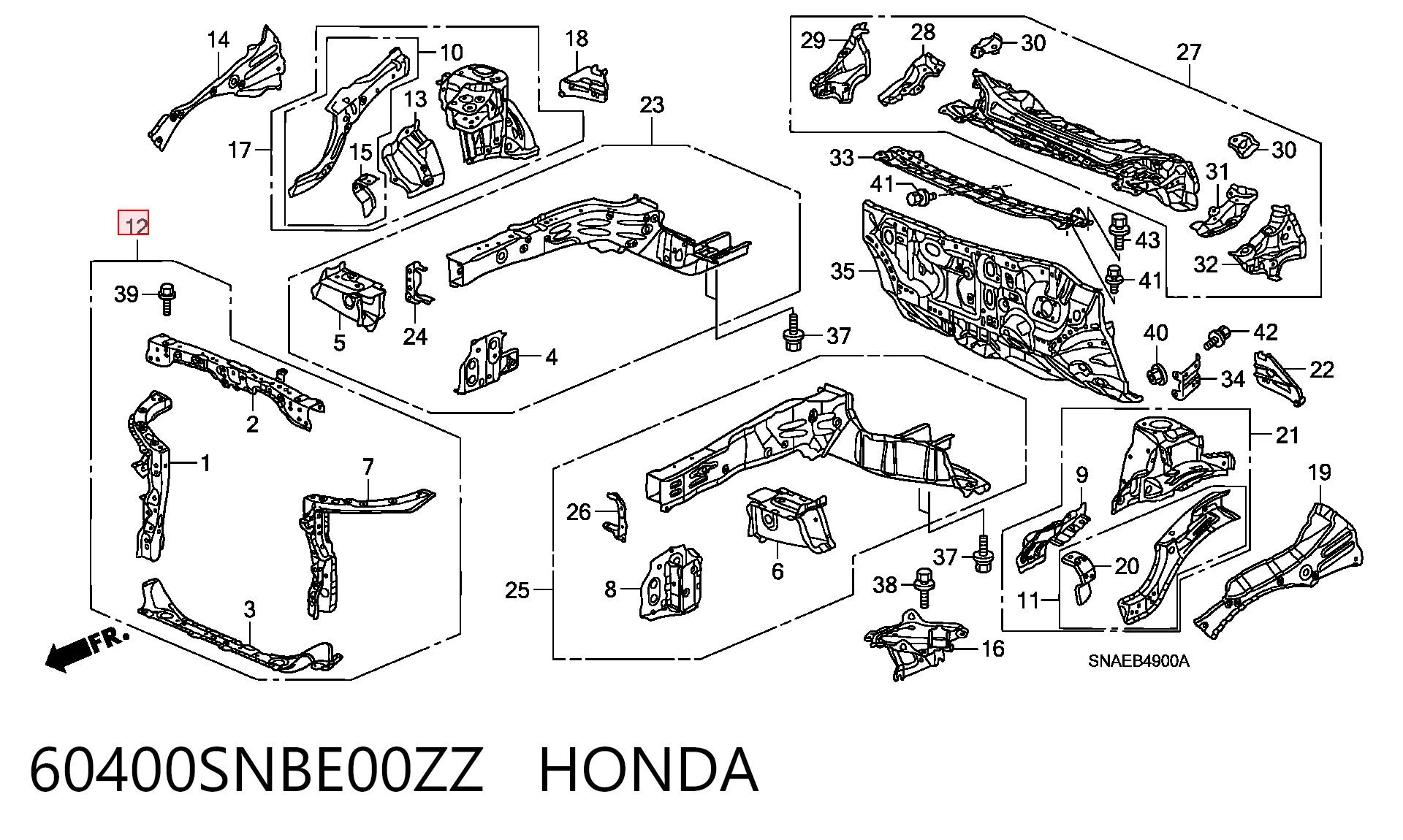 Soporte de radiador  Honda Civic VIII