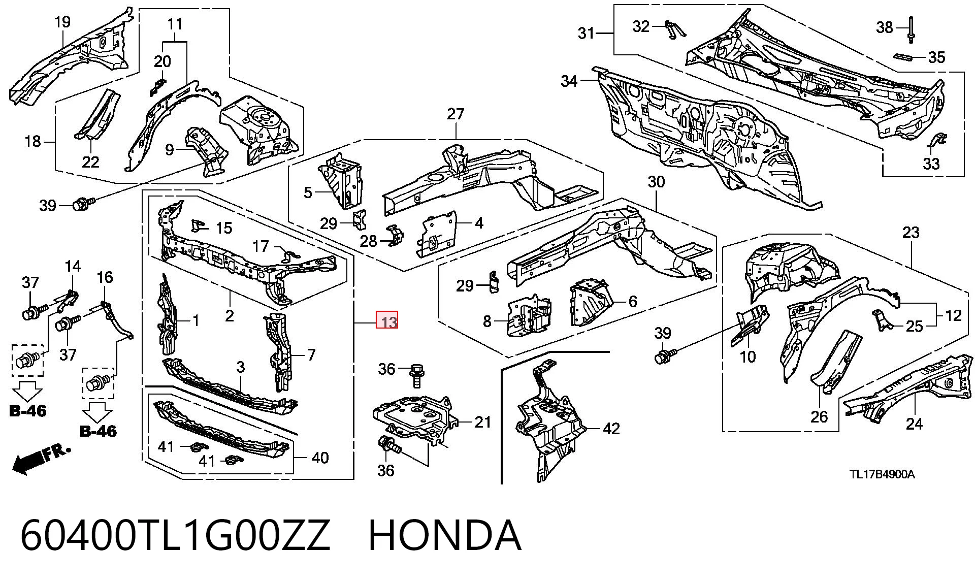 Soporte de radiador para Honda Accord CU