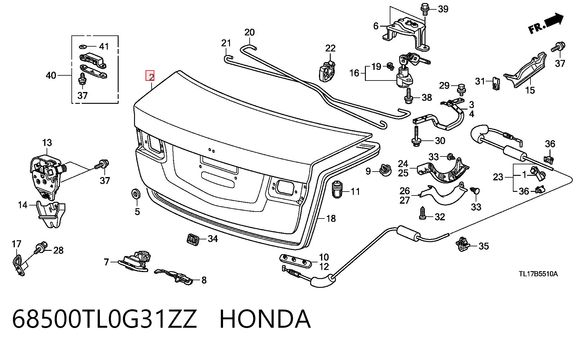Tapa maletero para Honda Accord CU