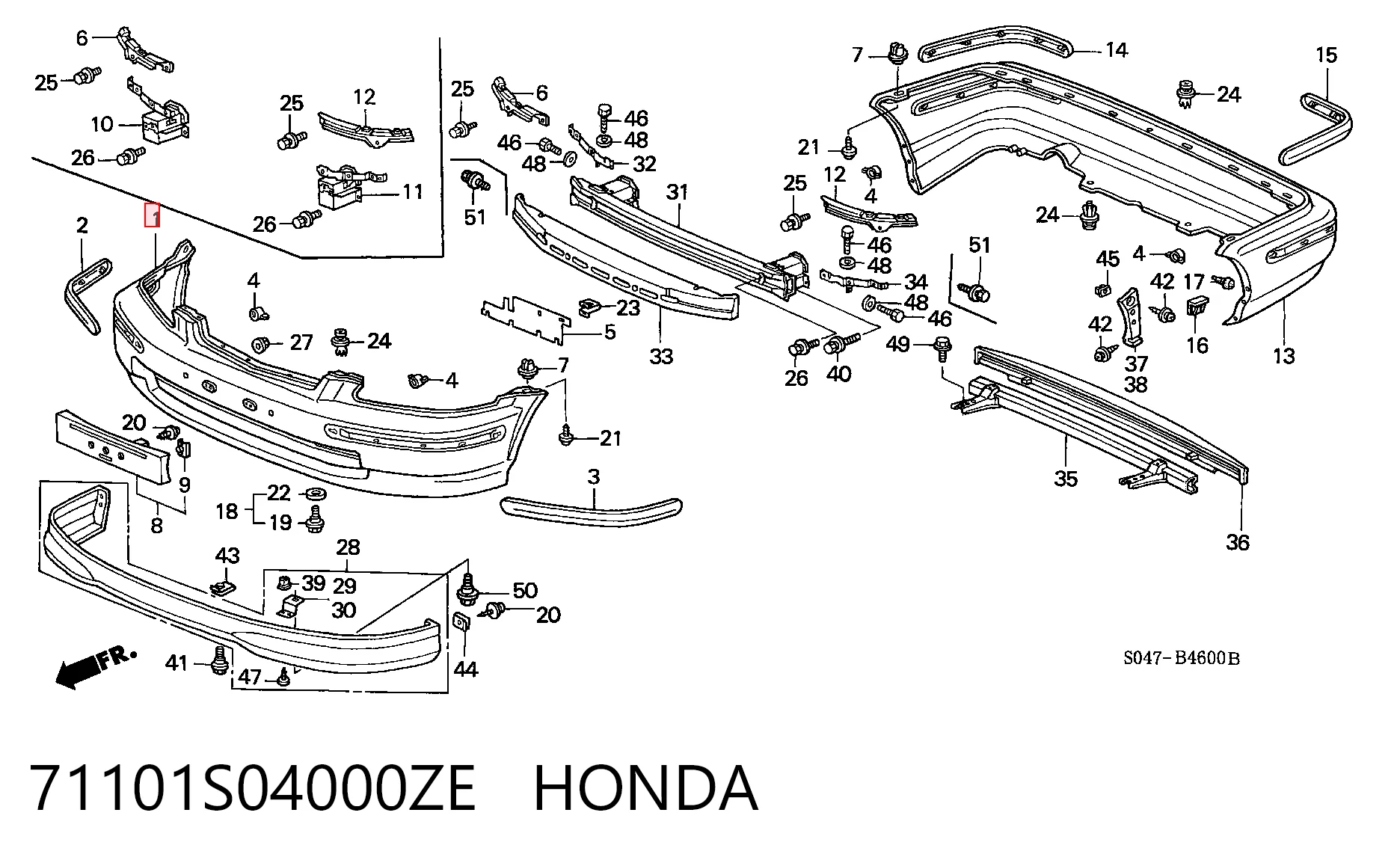 Parachoques delantero 71101S04000ZE HONDA
