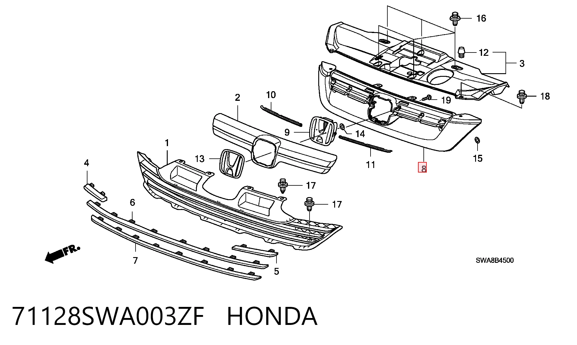 Calandra para Honda CR-V III RE