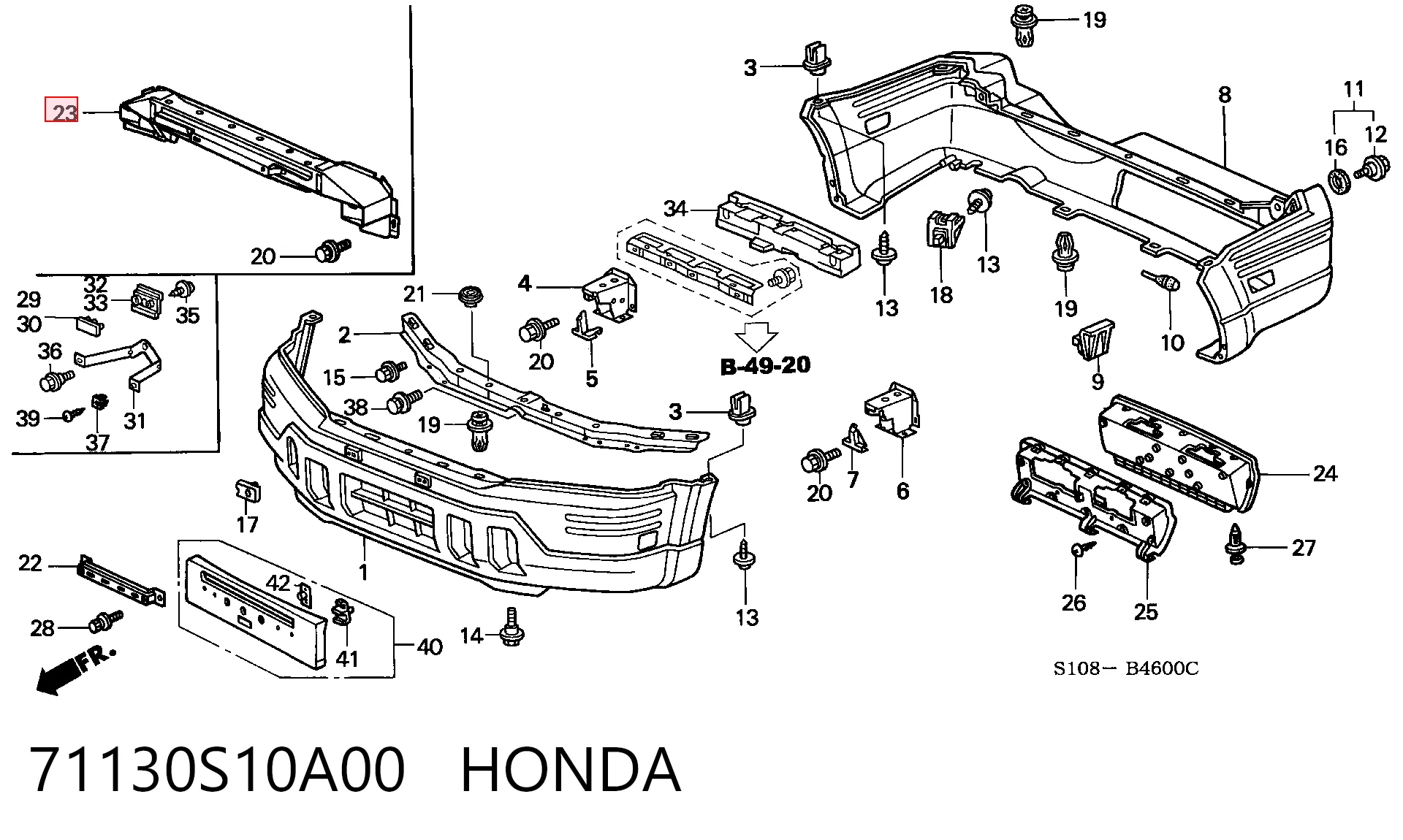 Refuerzo parachoque delantero Honda CR-V (1995-2002)