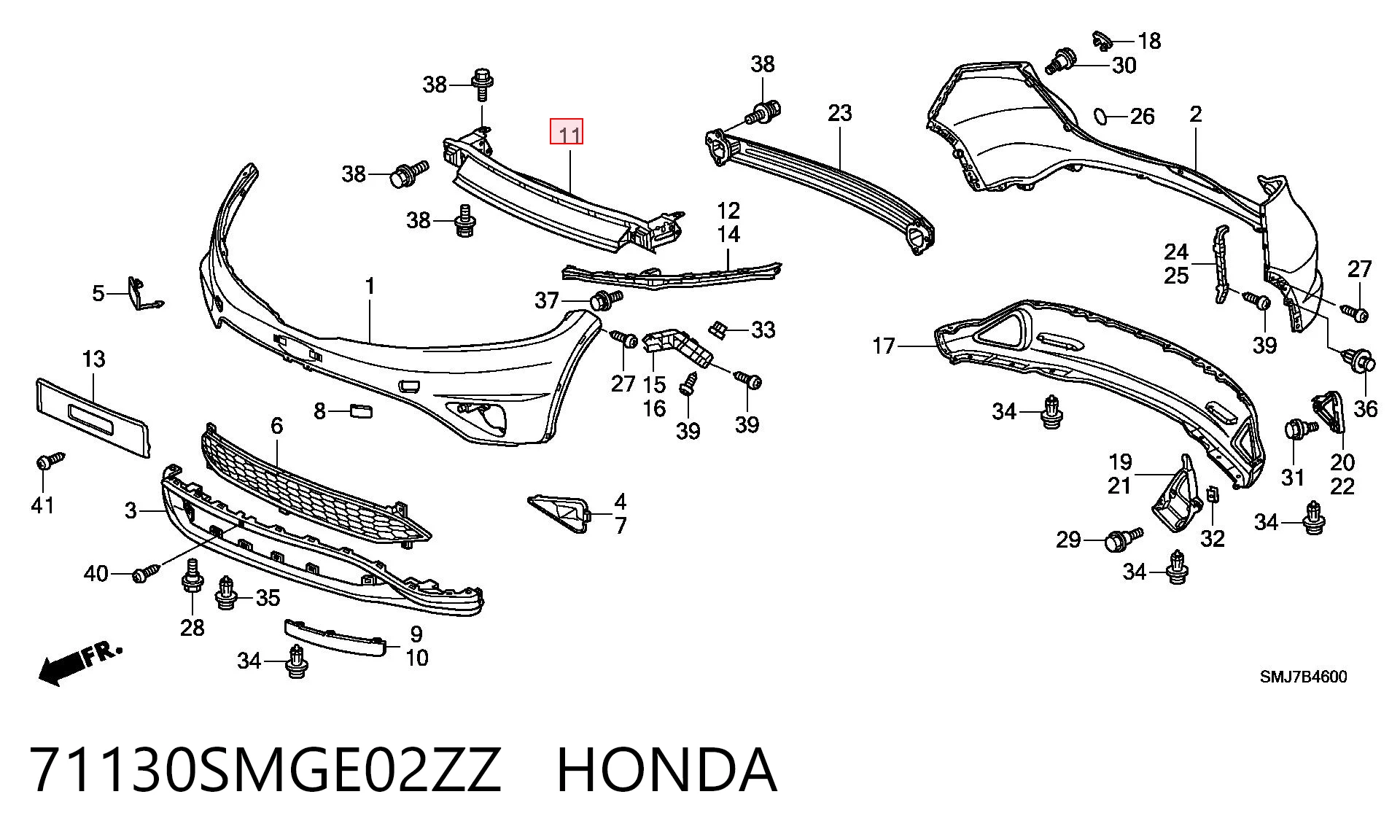 Refuerzo parachoque delantero Honda Civic VIII (2006-2012)