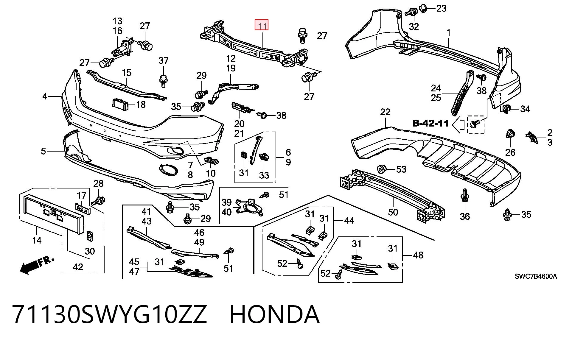 Refuerzo de parachoques delantero 71130SWYG10ZZ HONDA