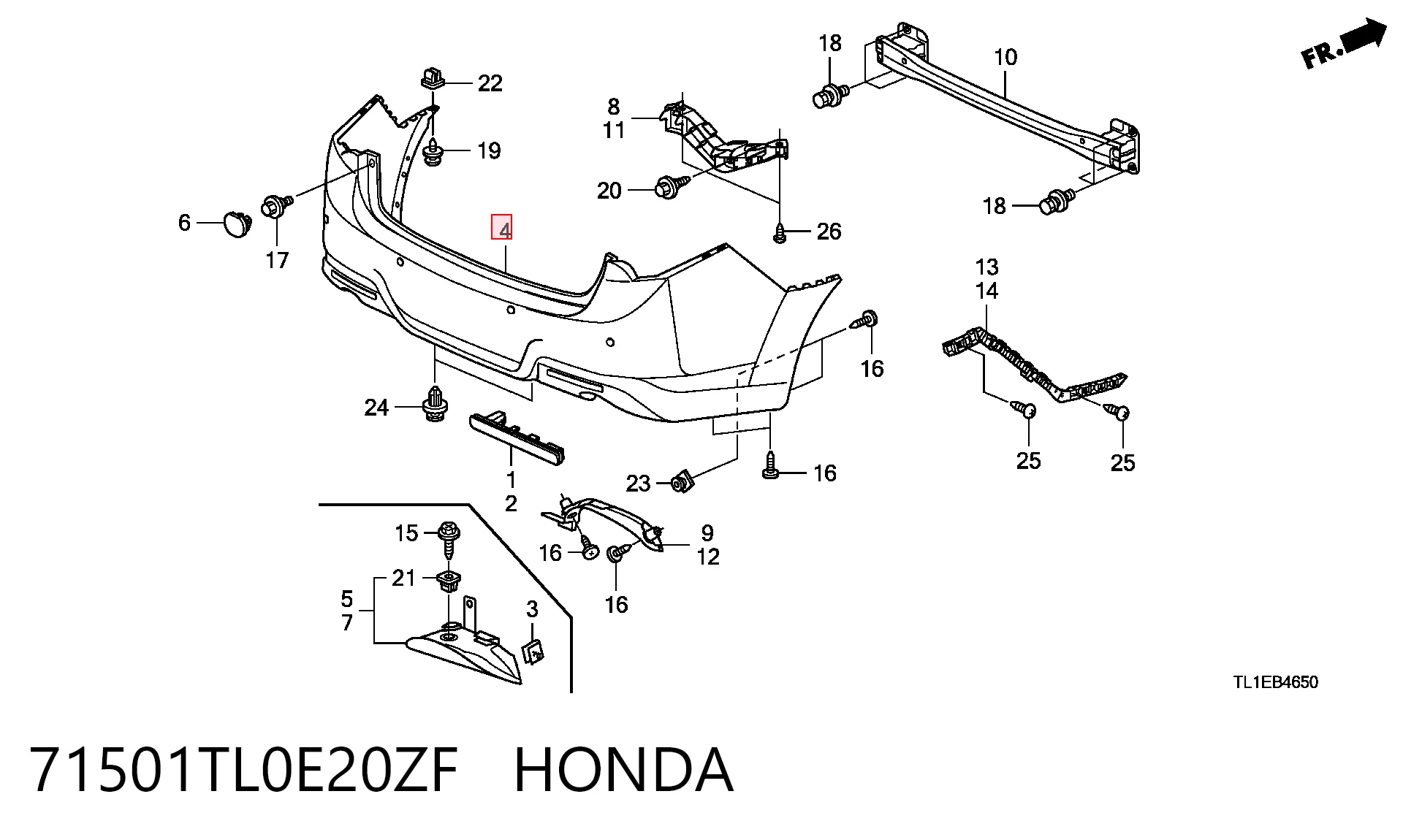 Paragolpes trasero Honda Accord VIII