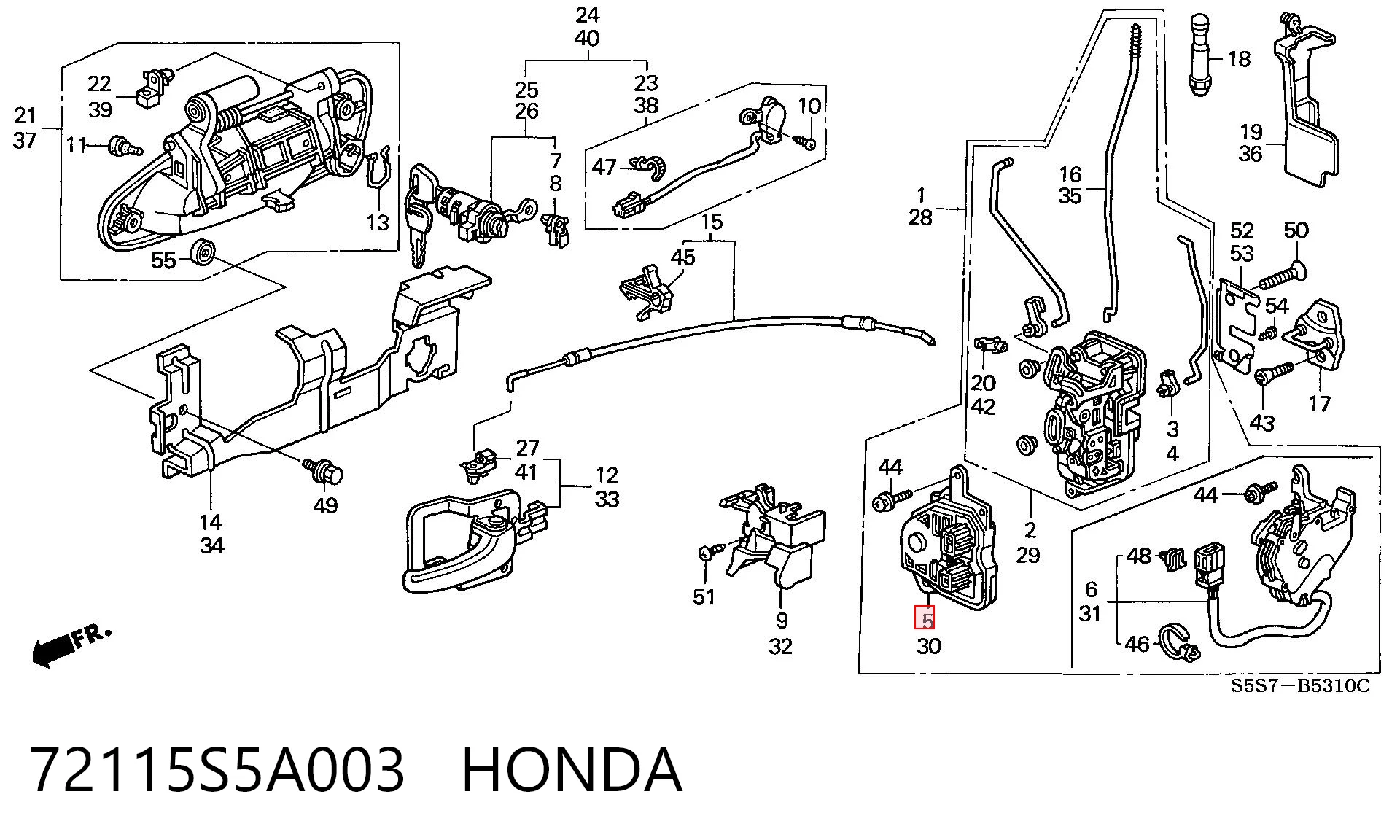 72115S5A003 Honda Motor de apertura/cierre de cerradura de puerta trasera derecha