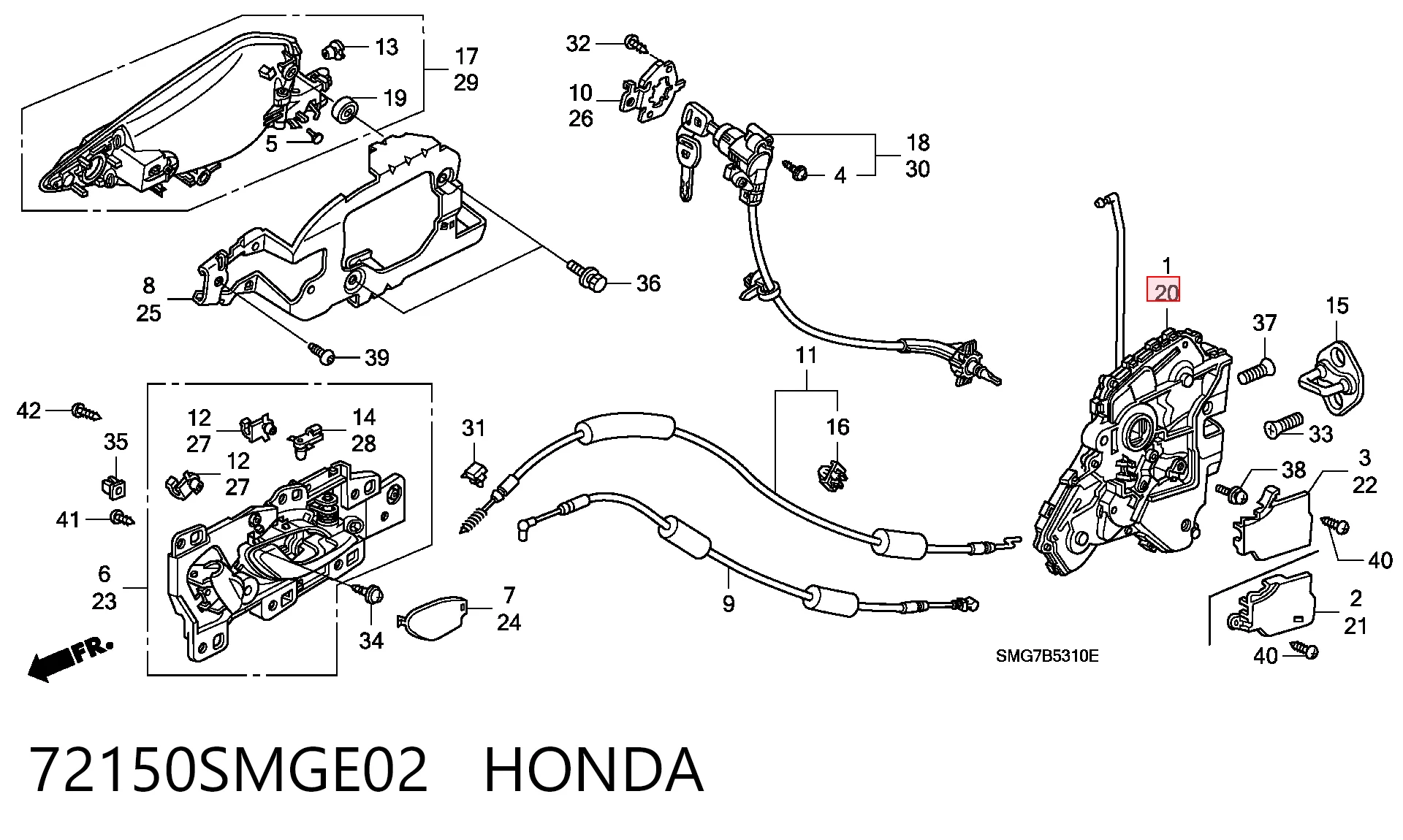 Cerradura de puerta para Honda Civic VIII FK, FN