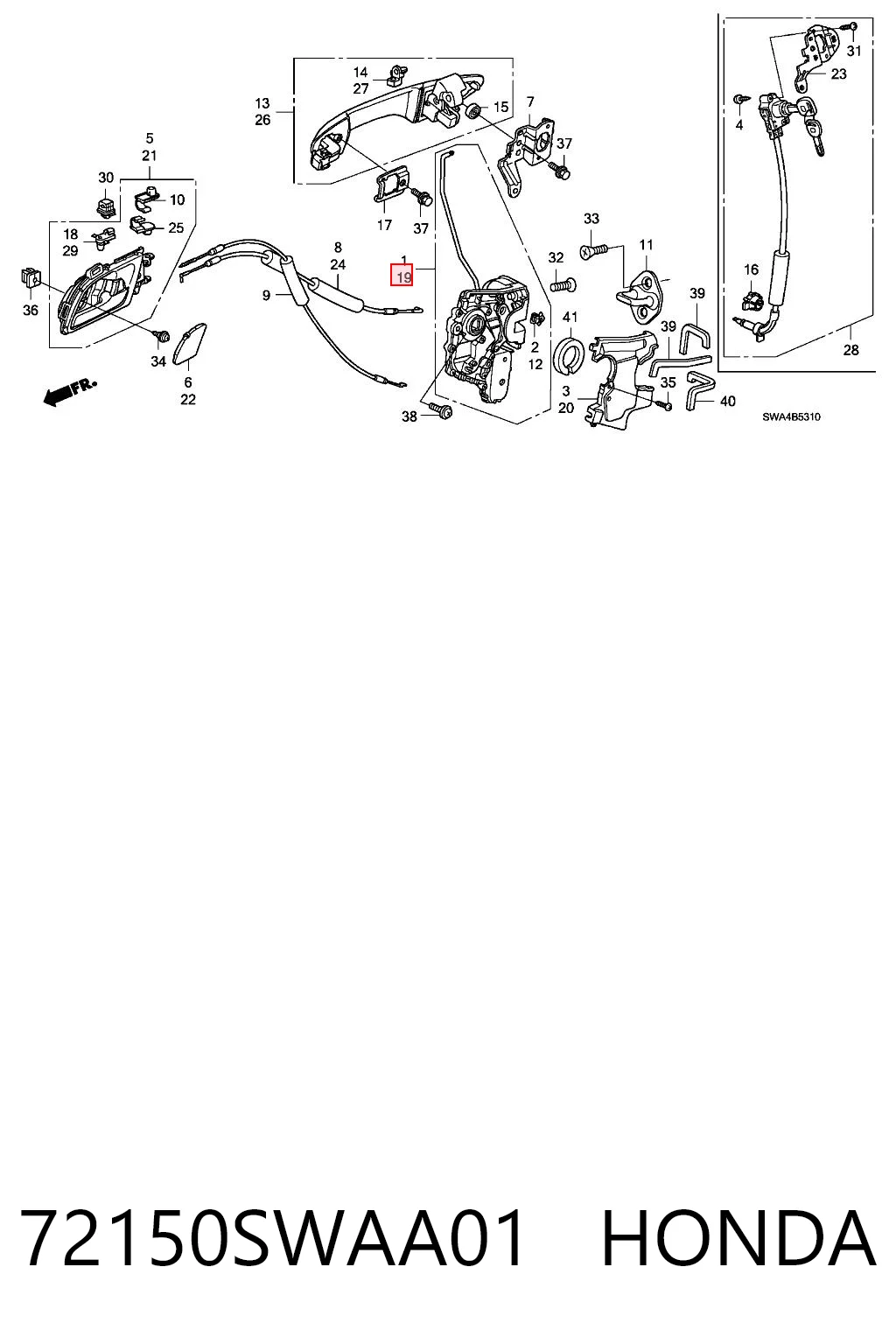 72150SWAA01 Honda Cerradura de puerta