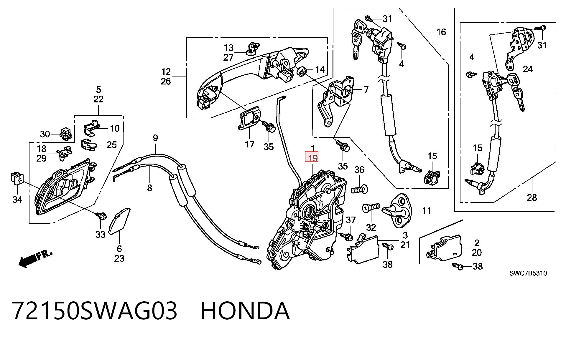 Comprar Cerradura de puerta delantera izquierda Honda CR-V  RE a bajo precio