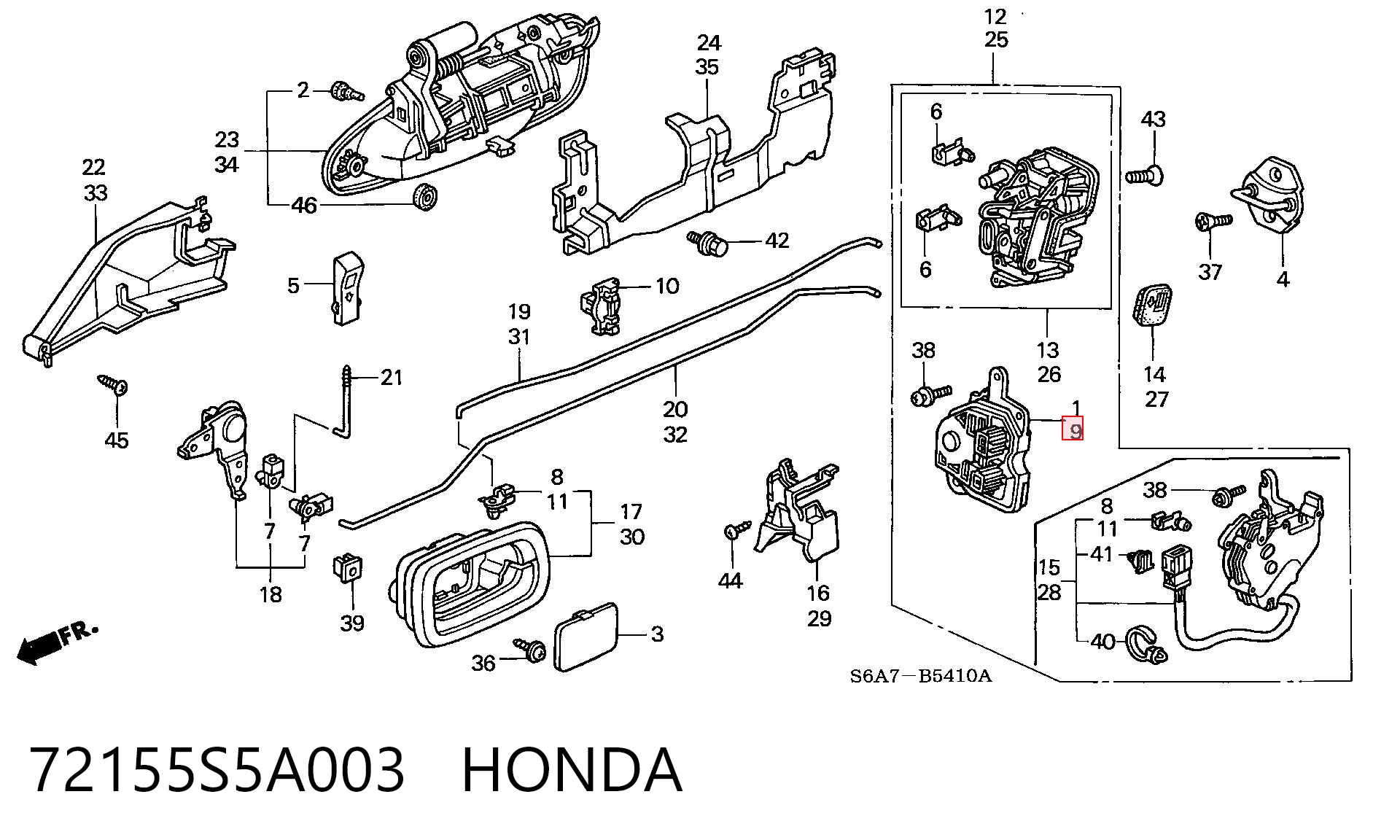 72155S5A003 Honda Motor de cierre centralizado de puerta trasera izquierda