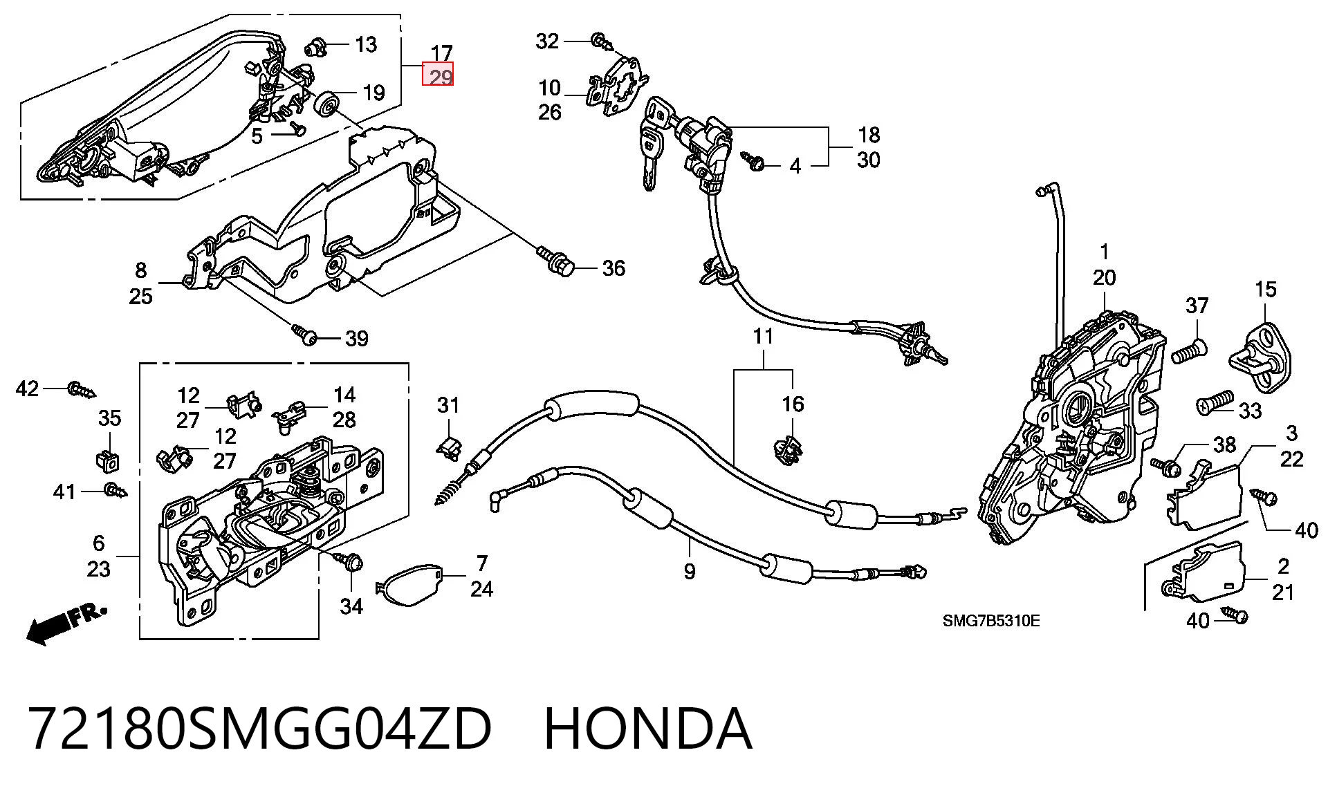 72180SMGG04ZD Honda Manija exterior izquierda de puerta delantera