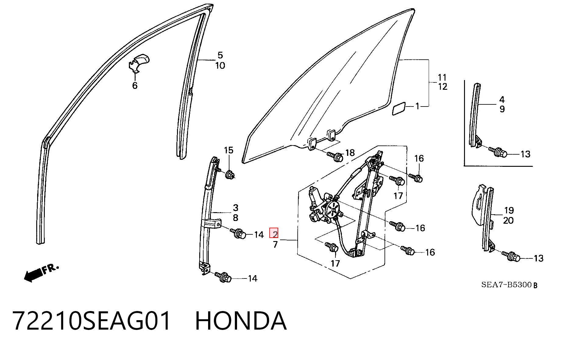 Mecanismo levanta, puerta delantera derecha para Honda Accord VII CL, CM