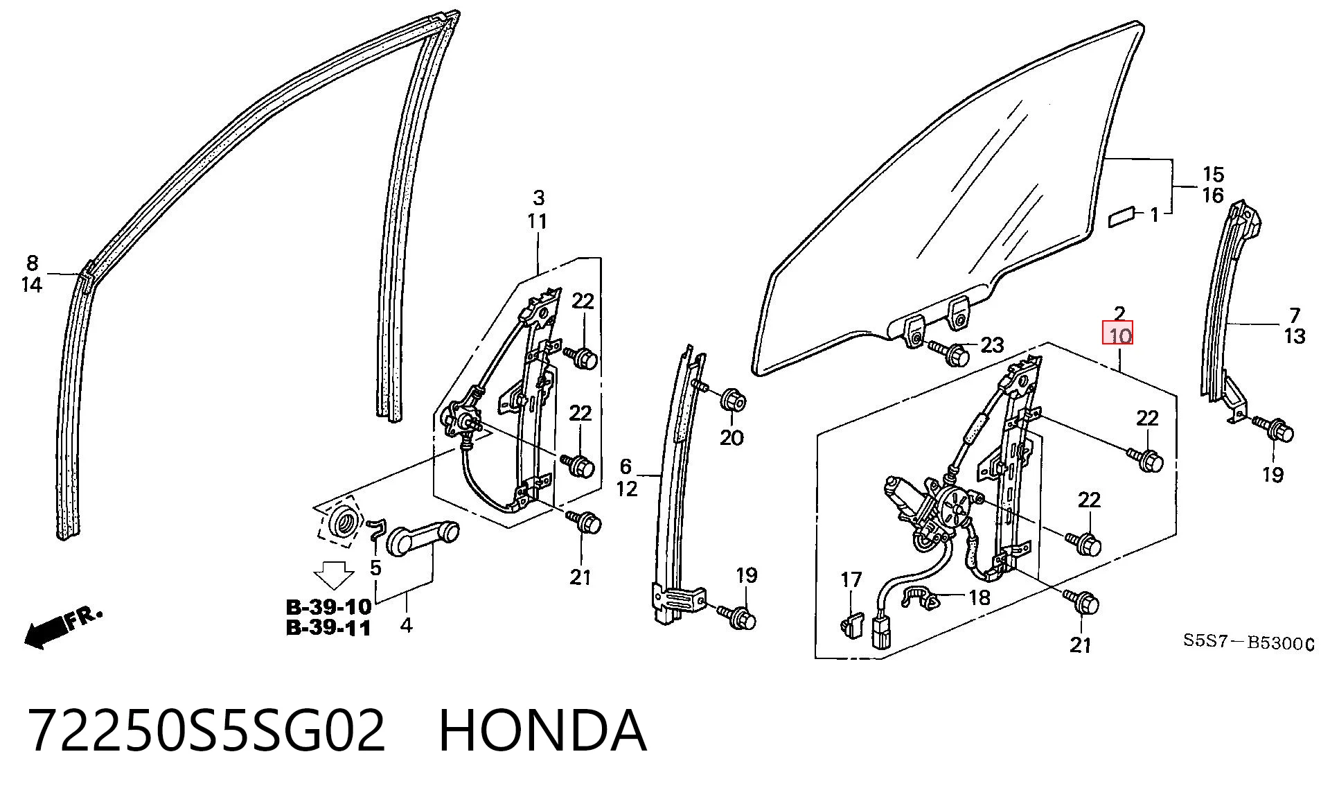 72250S5SG02 Honda Elevalunas