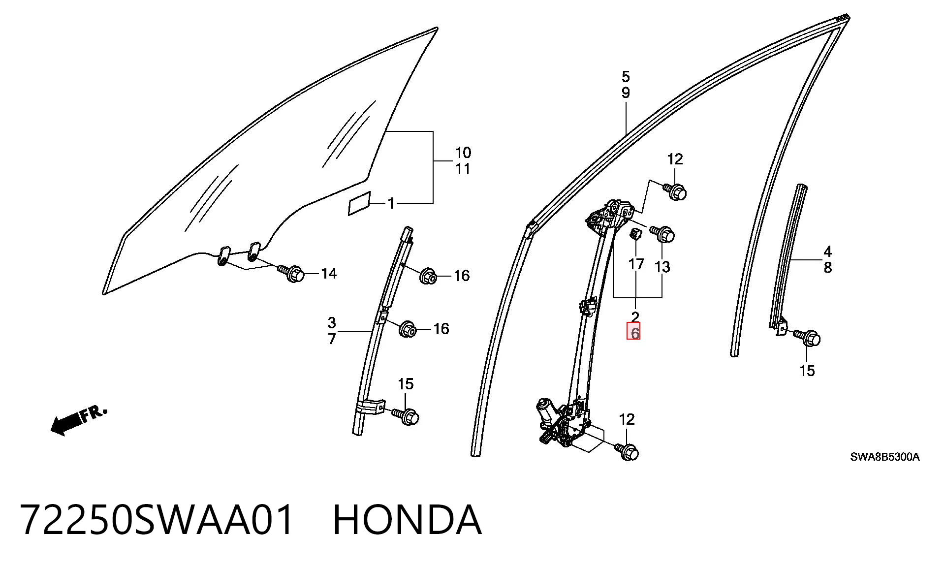 72250SWAA01 Honda Elevalunas