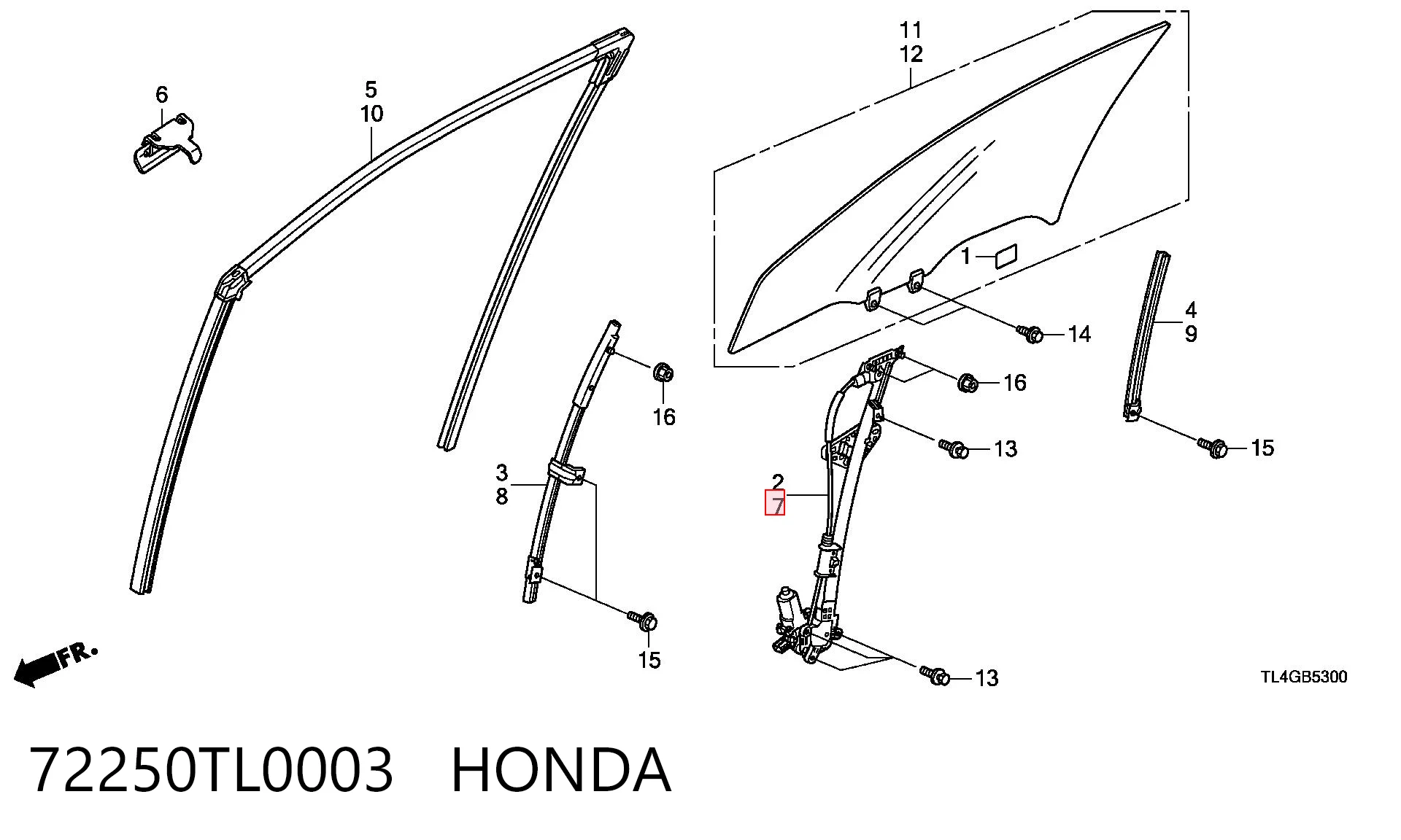 72250TL0003 Honda Elevalunas