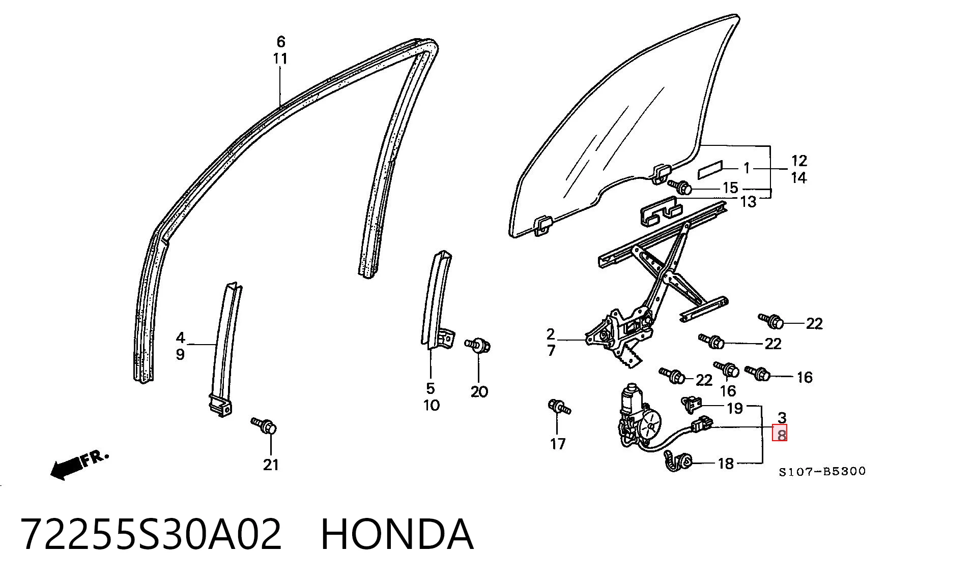 72255S30A02 Honda Elevalunas