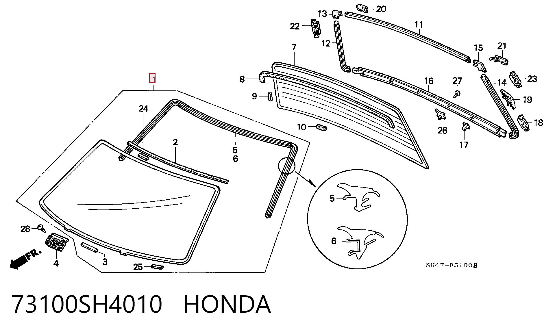 Parabrisas delantero  para Honda Civic IV ED, EF