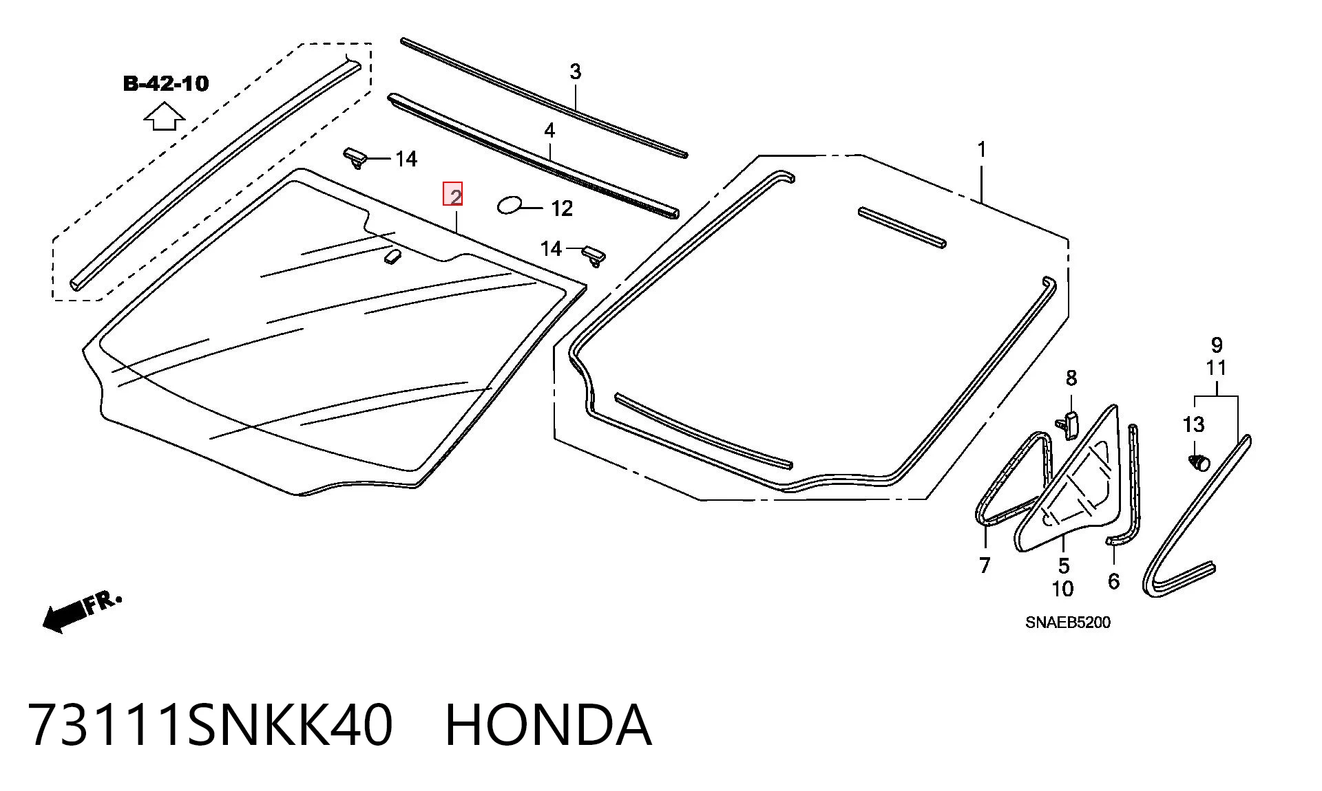 Parabrisas 73111SNKK40 HONDA