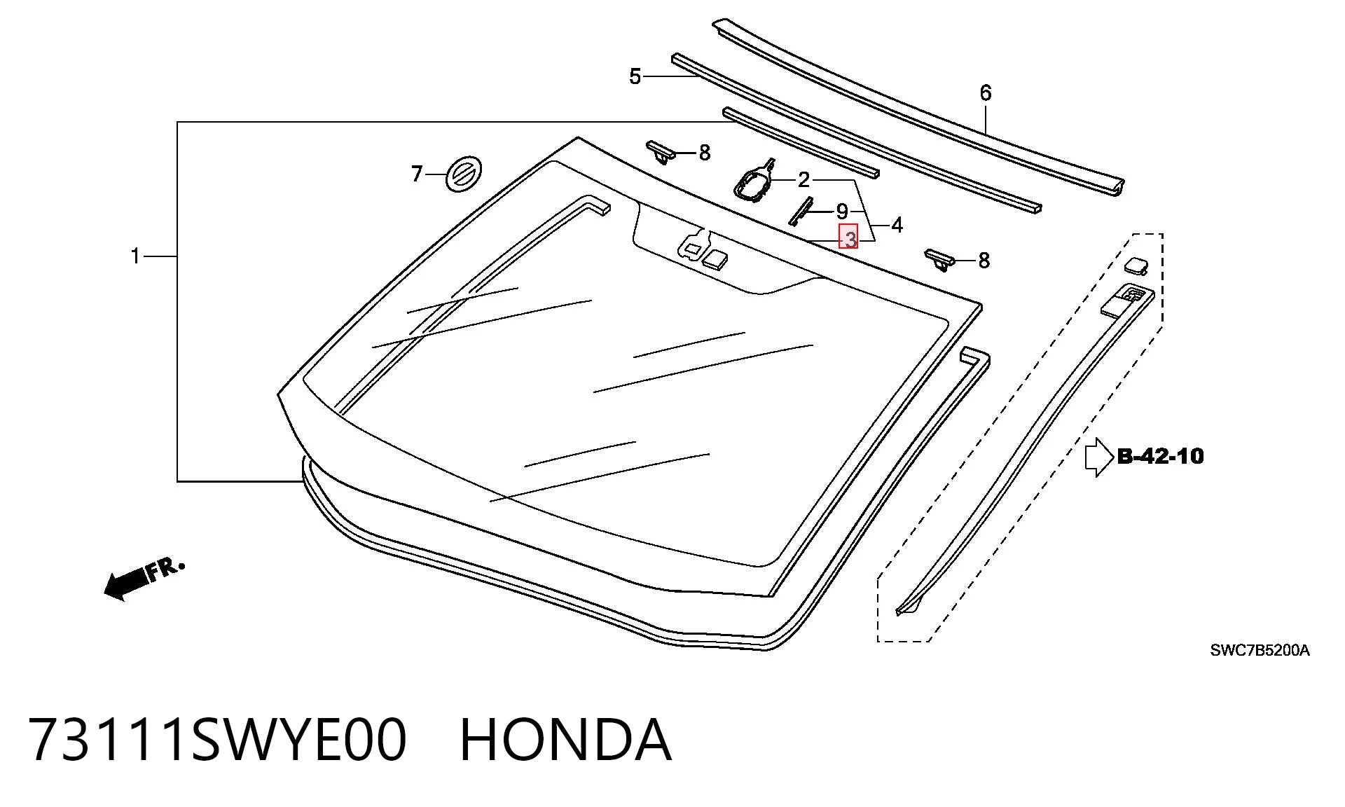 Parabrisas HONDA 73111SWYE00