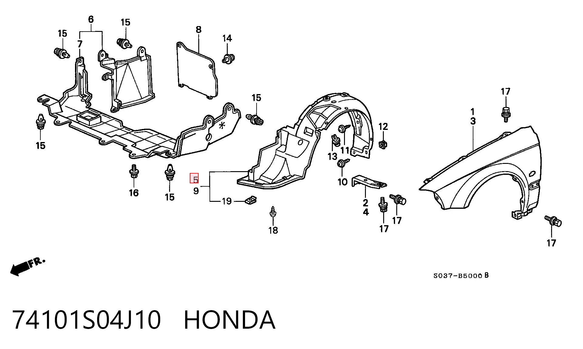 74101S04J10 Honda Paso rueda delantero derecho