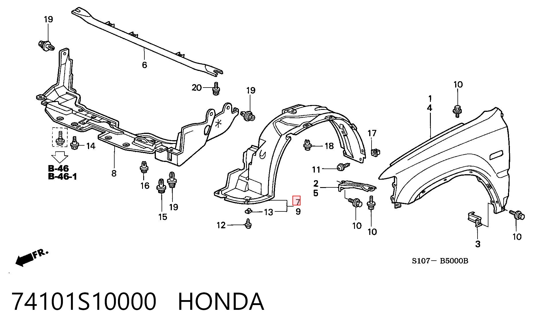 74101S10000 Honda Paso rueda delantero derecho