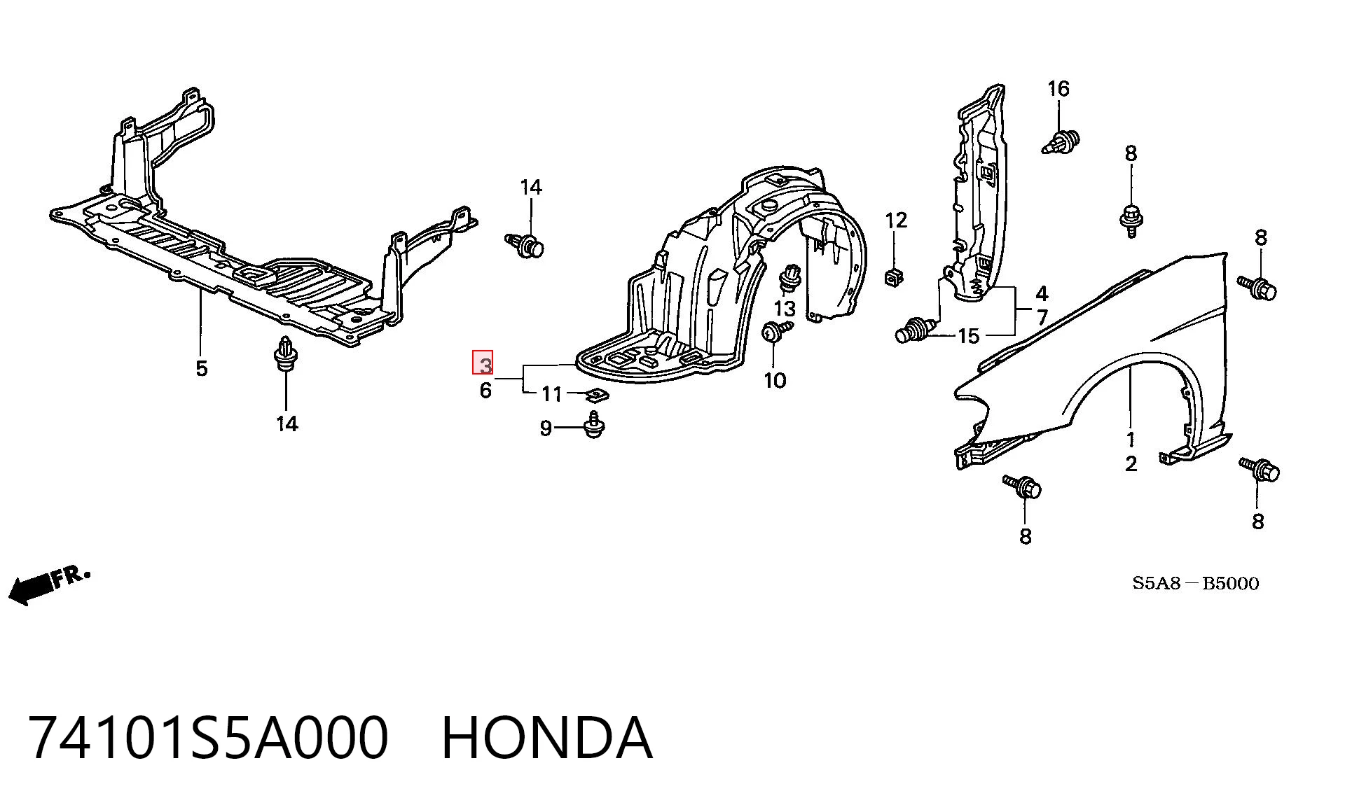74101S5A000 Honda Paso rueda delantero derecho
