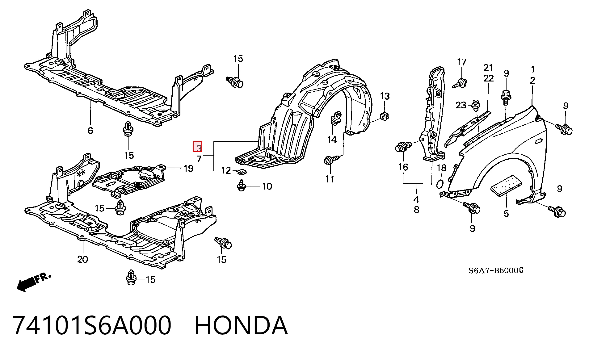 74101S6A000 Honda Paso rueda delantero derecho