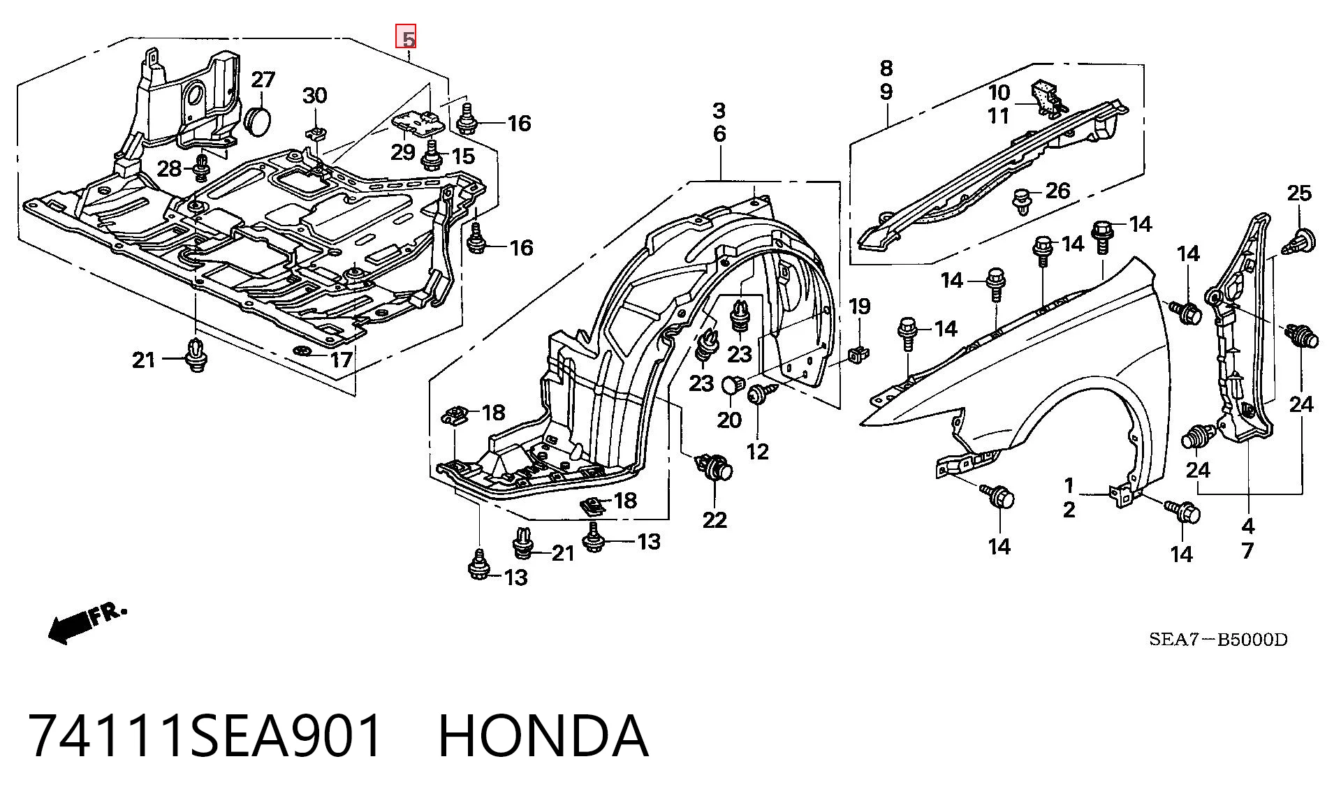 Protección de cárter 74111SEA901 HONDA