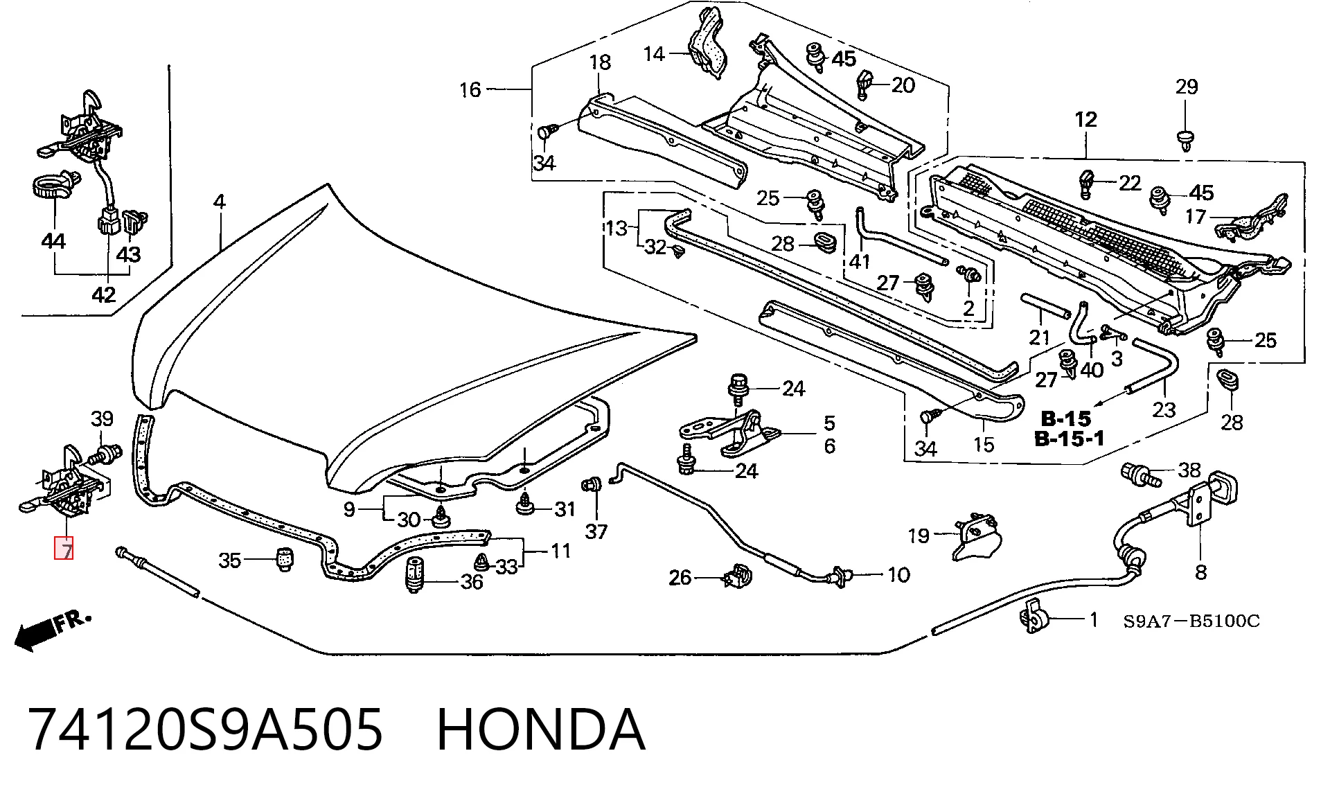 74120S9A505 Honda Cerradura de Capot