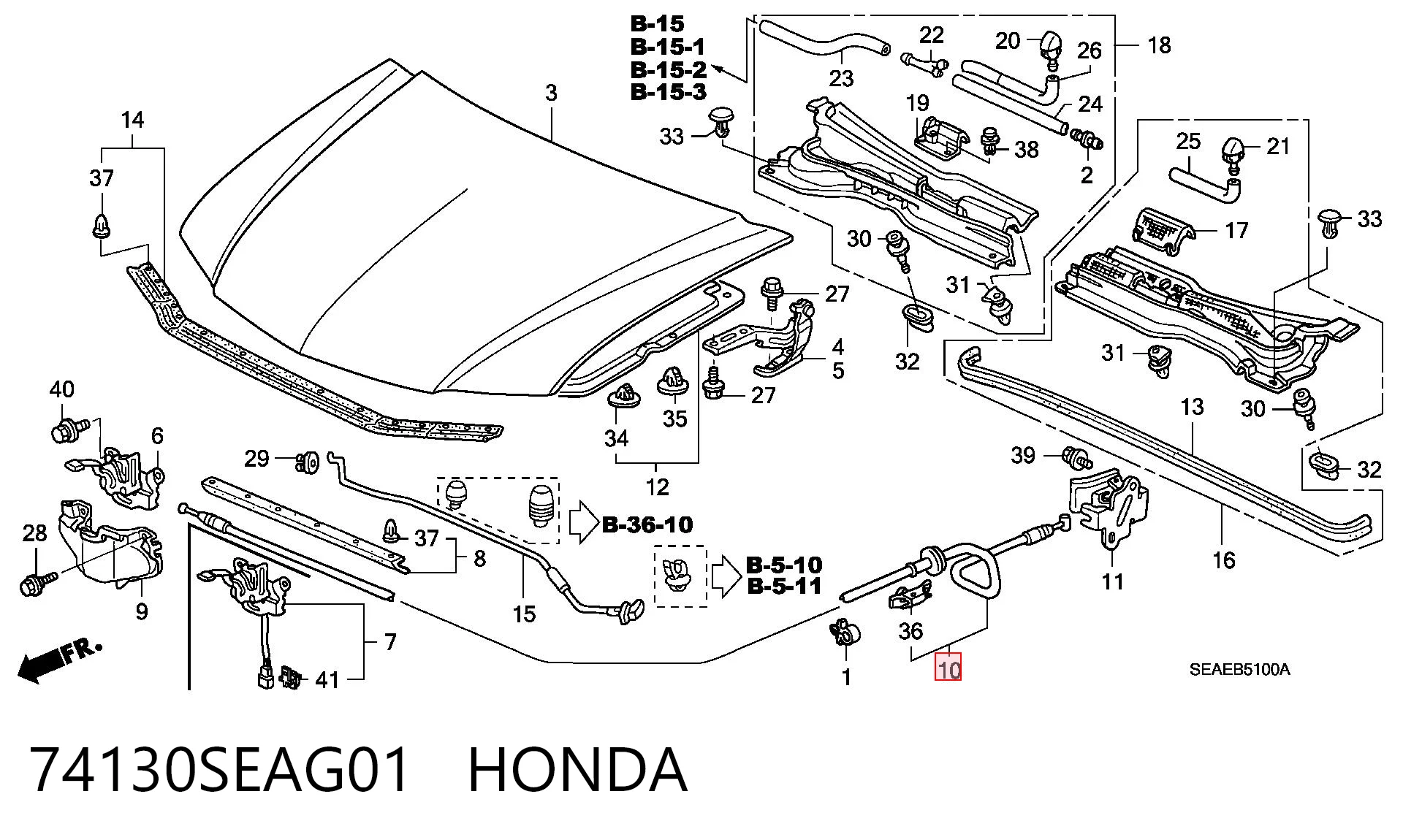 Comprar Cable de apertura del capó Honda Accord VII CL, CM a bajo precio