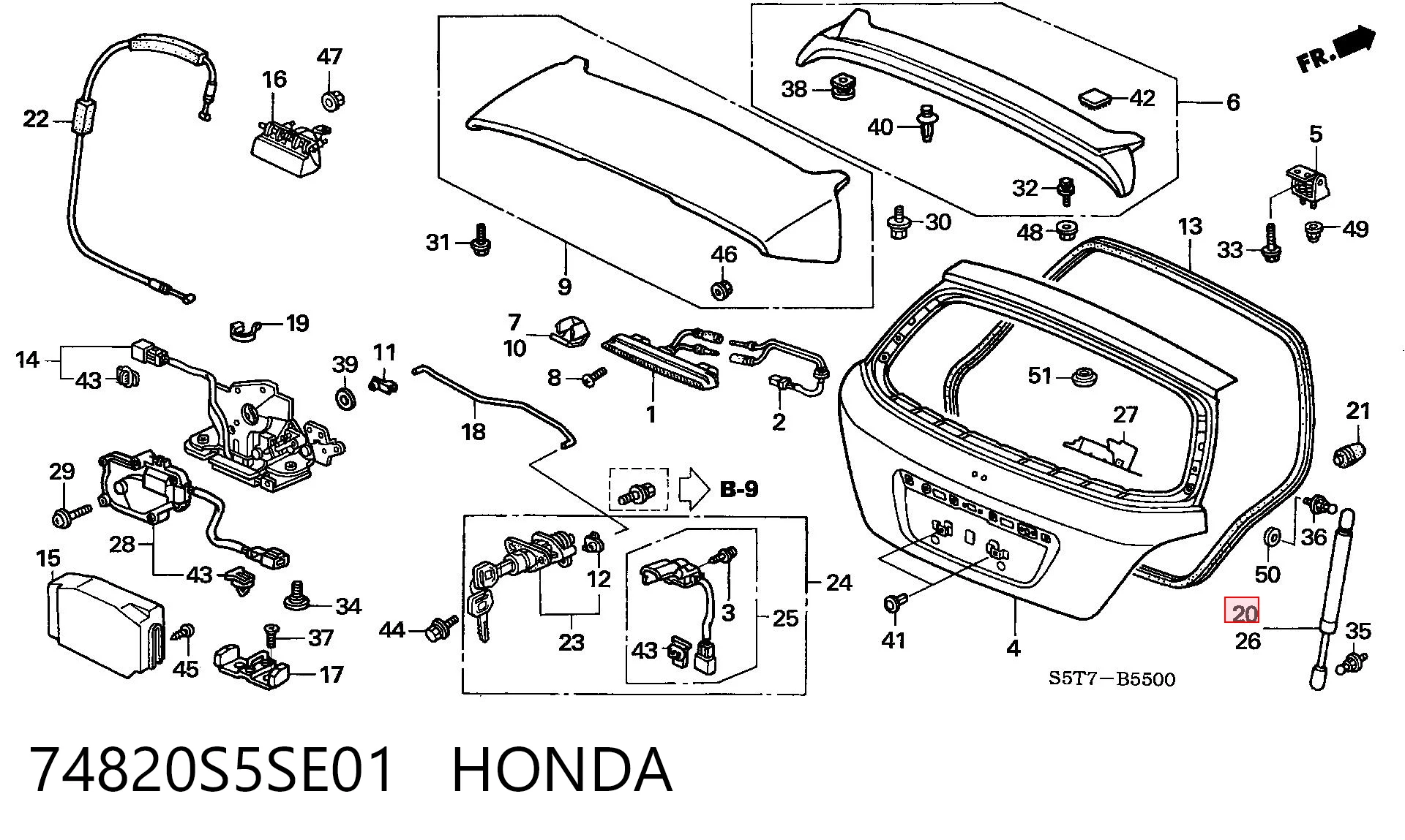 Comprar Amortiguador de la tapa del maletero Honda Civic VII EU, EP, EV a bajo precio