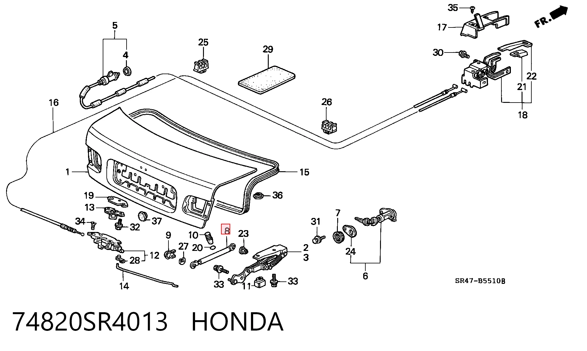 Comprar Amortiguador de la tapa del maletero Honda Civic V EG, EH a bajo precio