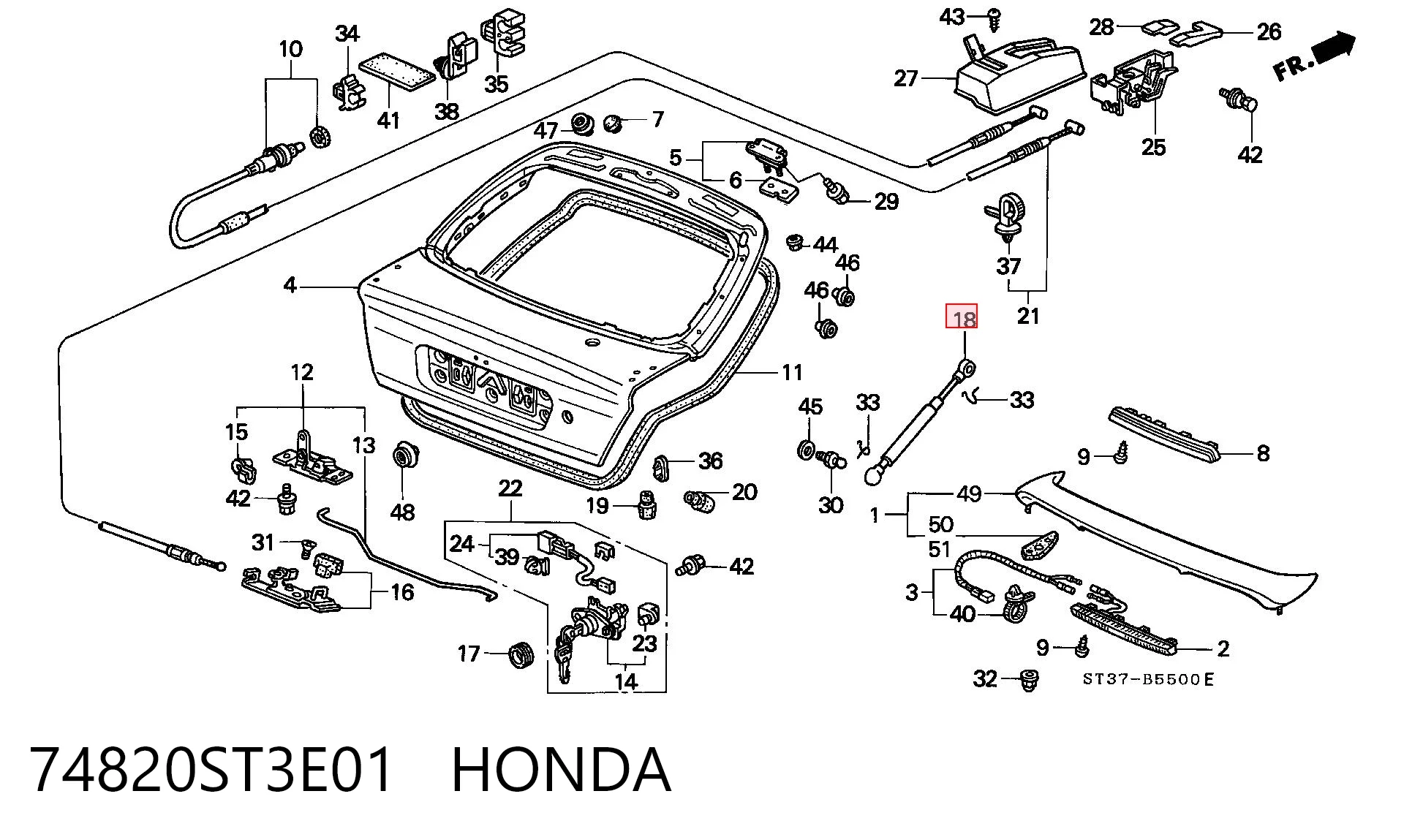 Amortiguador de porton Honda Civic V (1991-1995)
