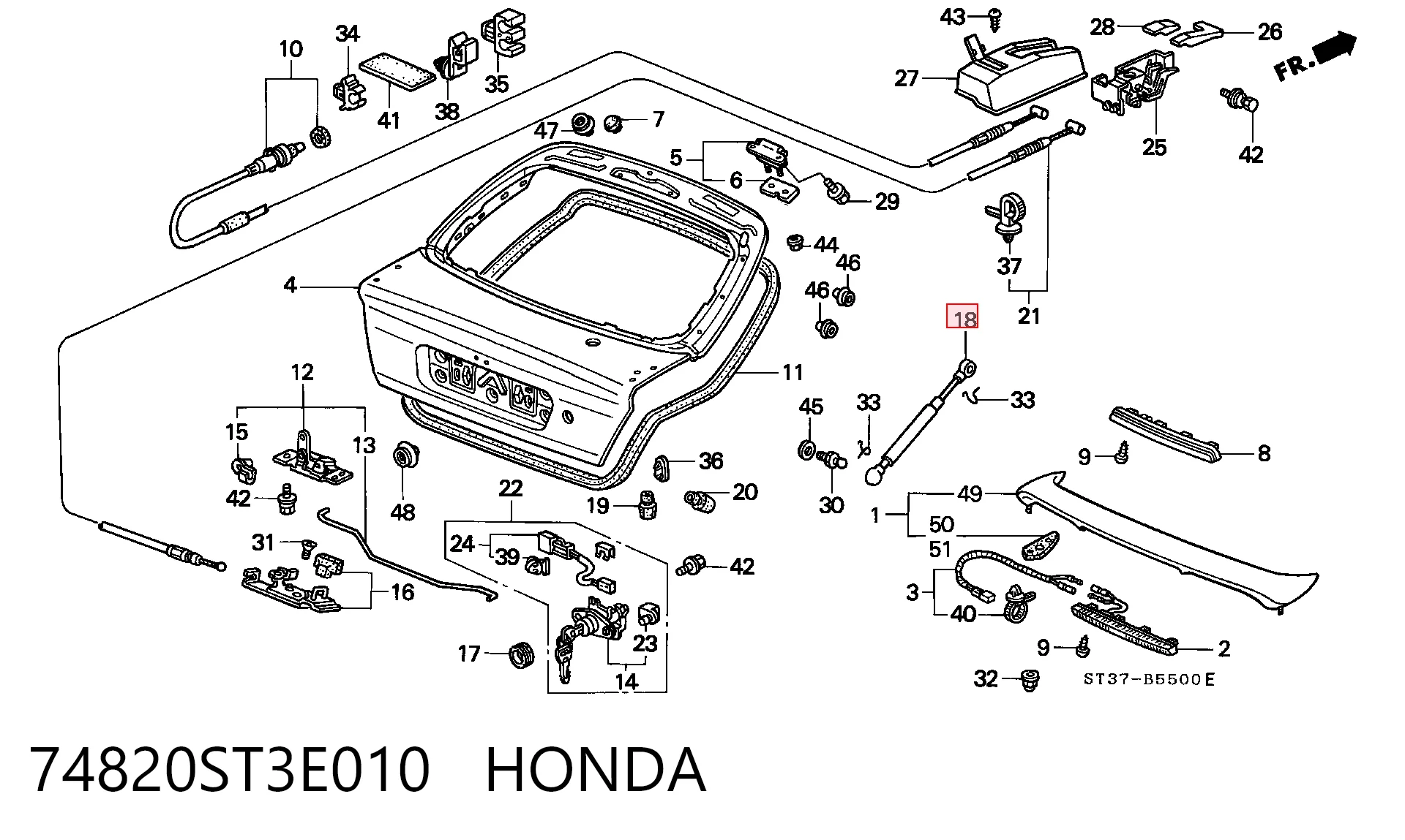 Amortiguador de maletero Honda Civic VI sedán (EJ9, EK3/4) (1995 - 2001) precio, desde 16,62 EUR