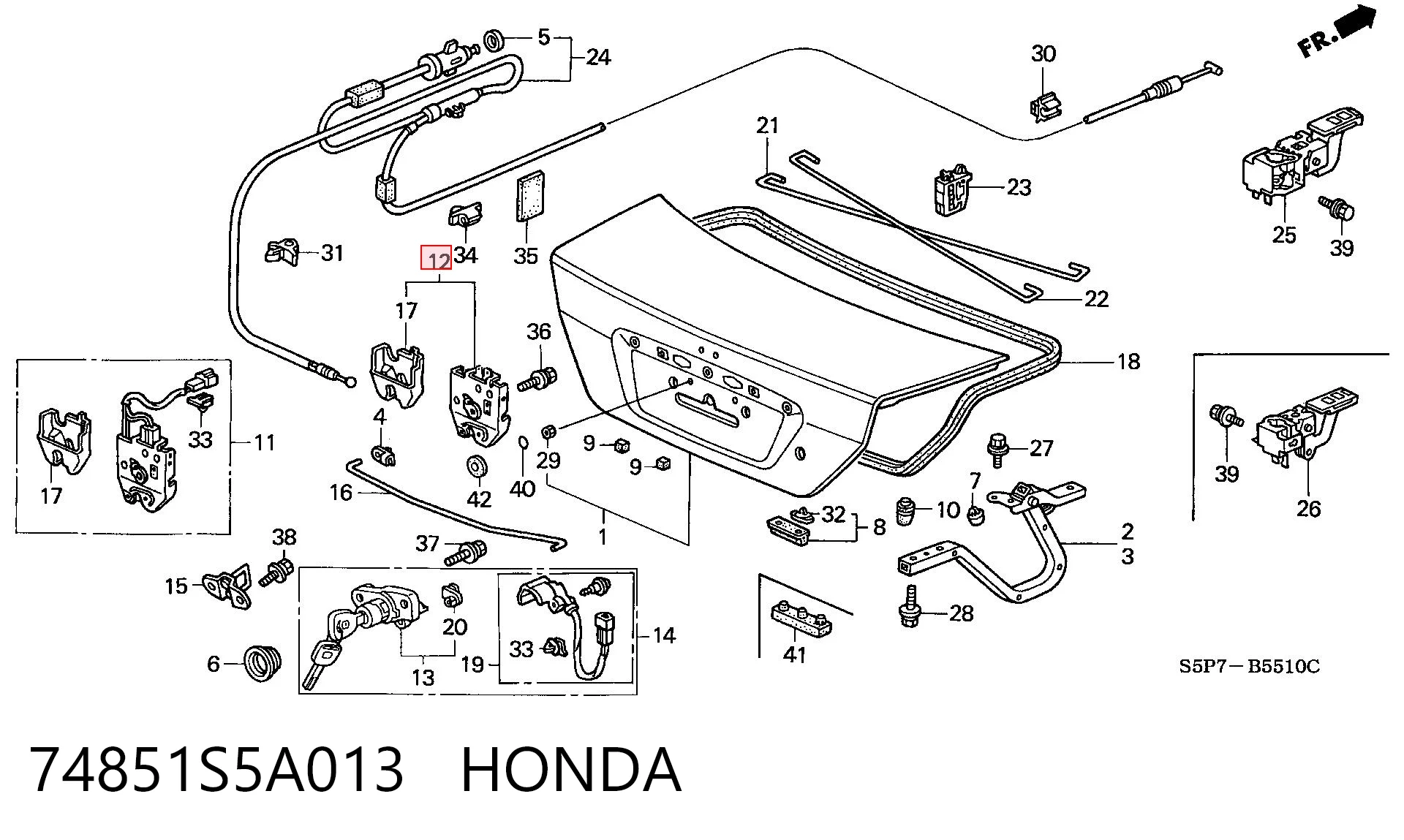 Cierre del maletero para Honda Civic VII ES, ET