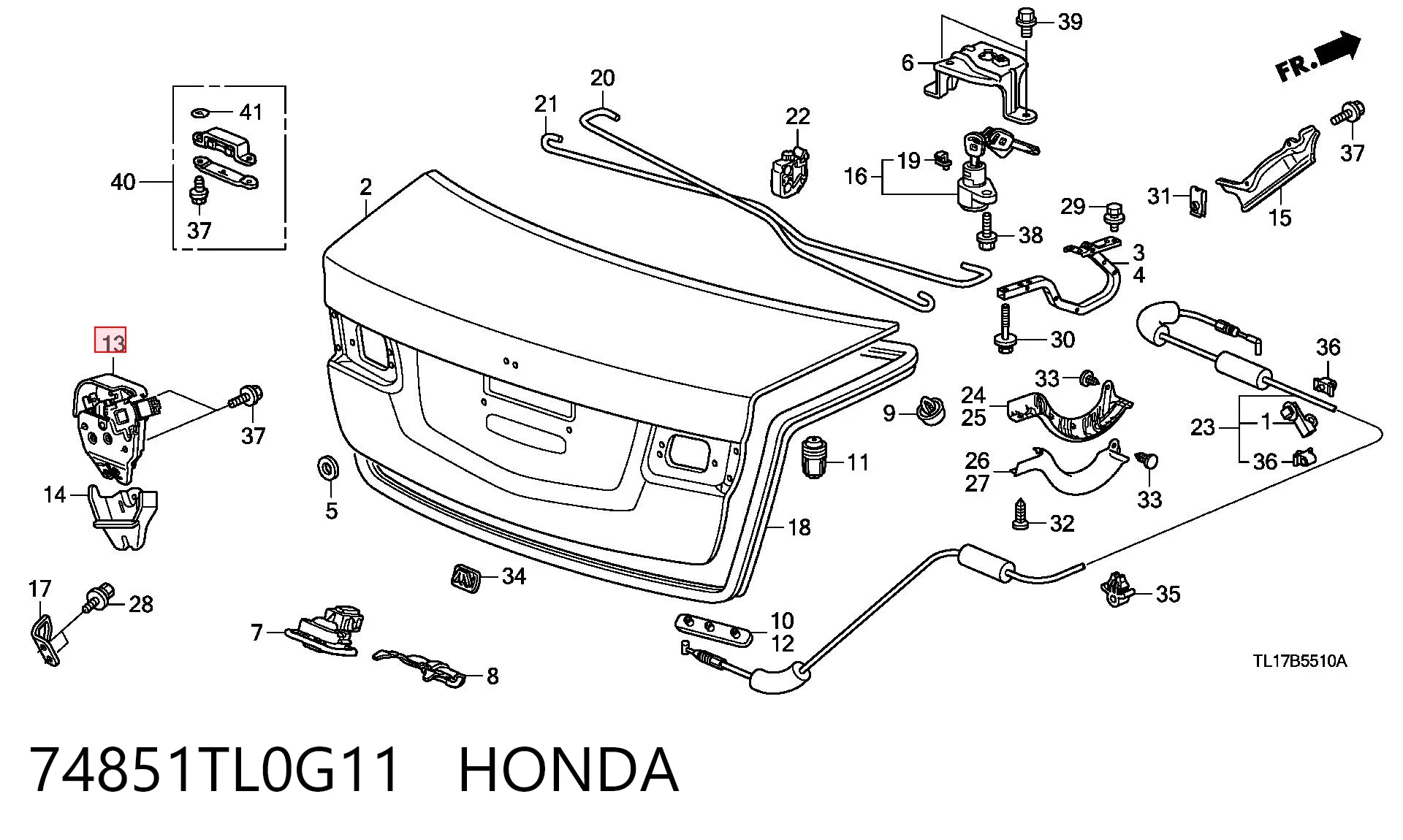 74851TL0G11 Honda Cierre del maletero
