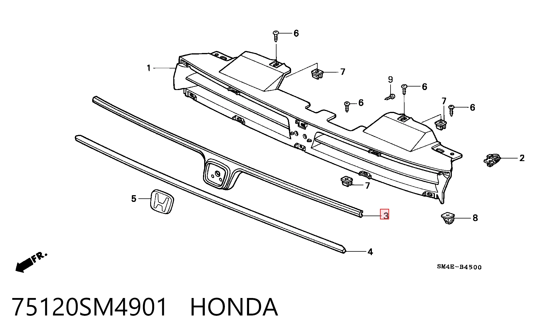 Calandra para Honda Accord IV CB3, CB7