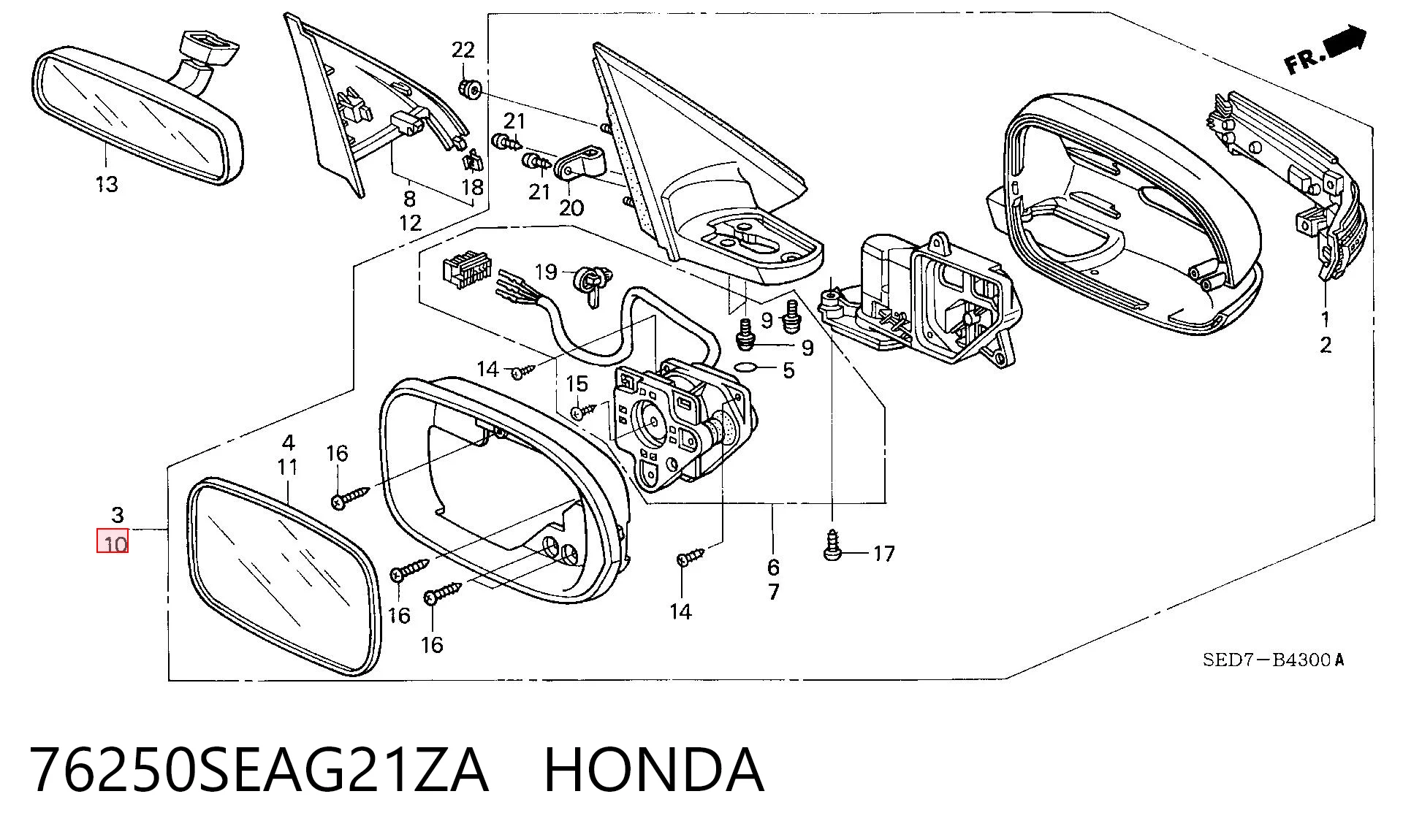 Espejo izquierdo Honda 76250SEAG32ZA precio, desde 140,92 EUR