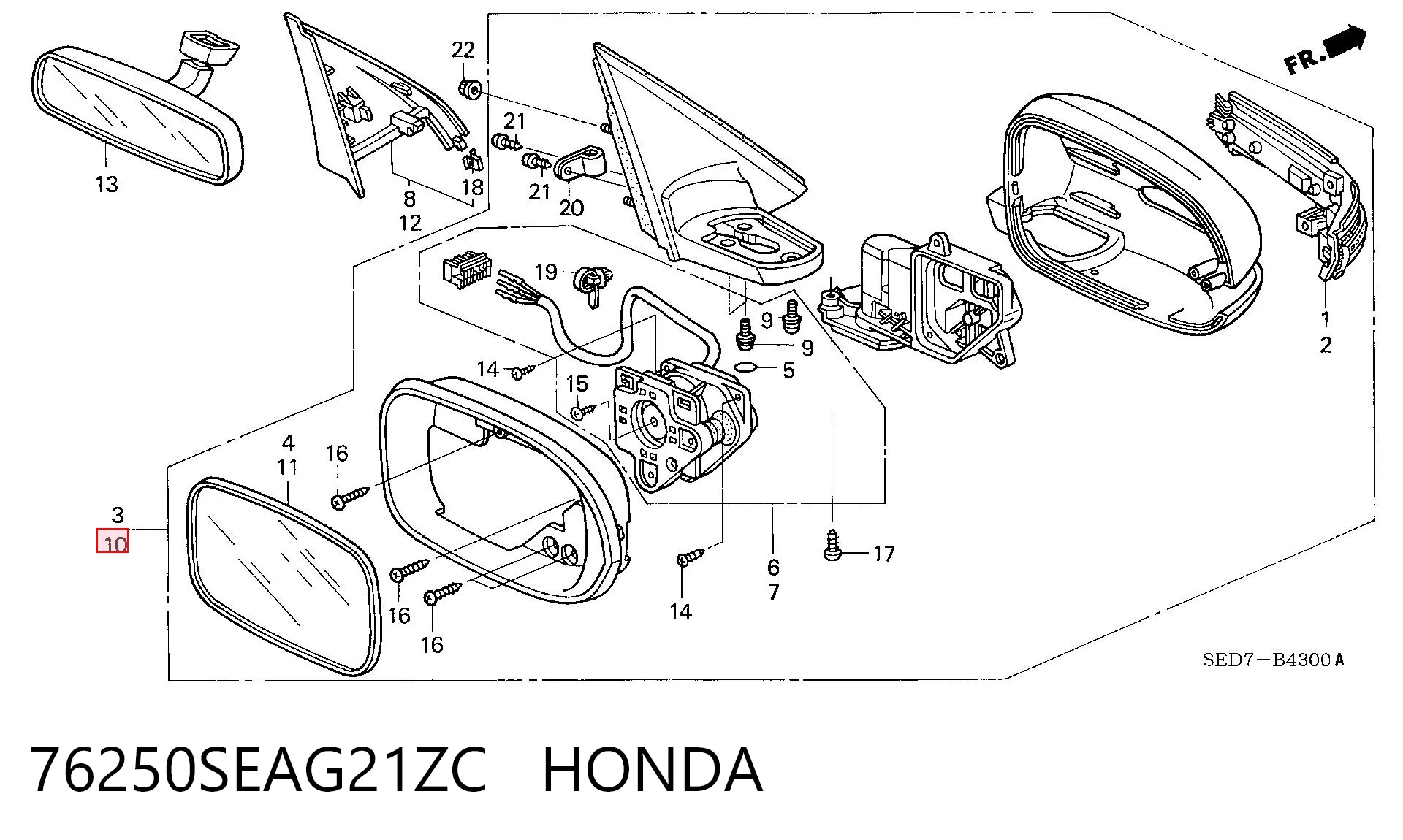 Comprar 76250SEAG32ZA Honda Espejo de retrovisor izquierdo