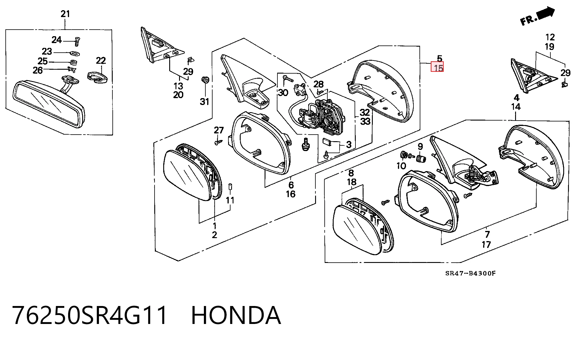 Espejo retrovisor izquierdo para Honda Civic V EG, EH