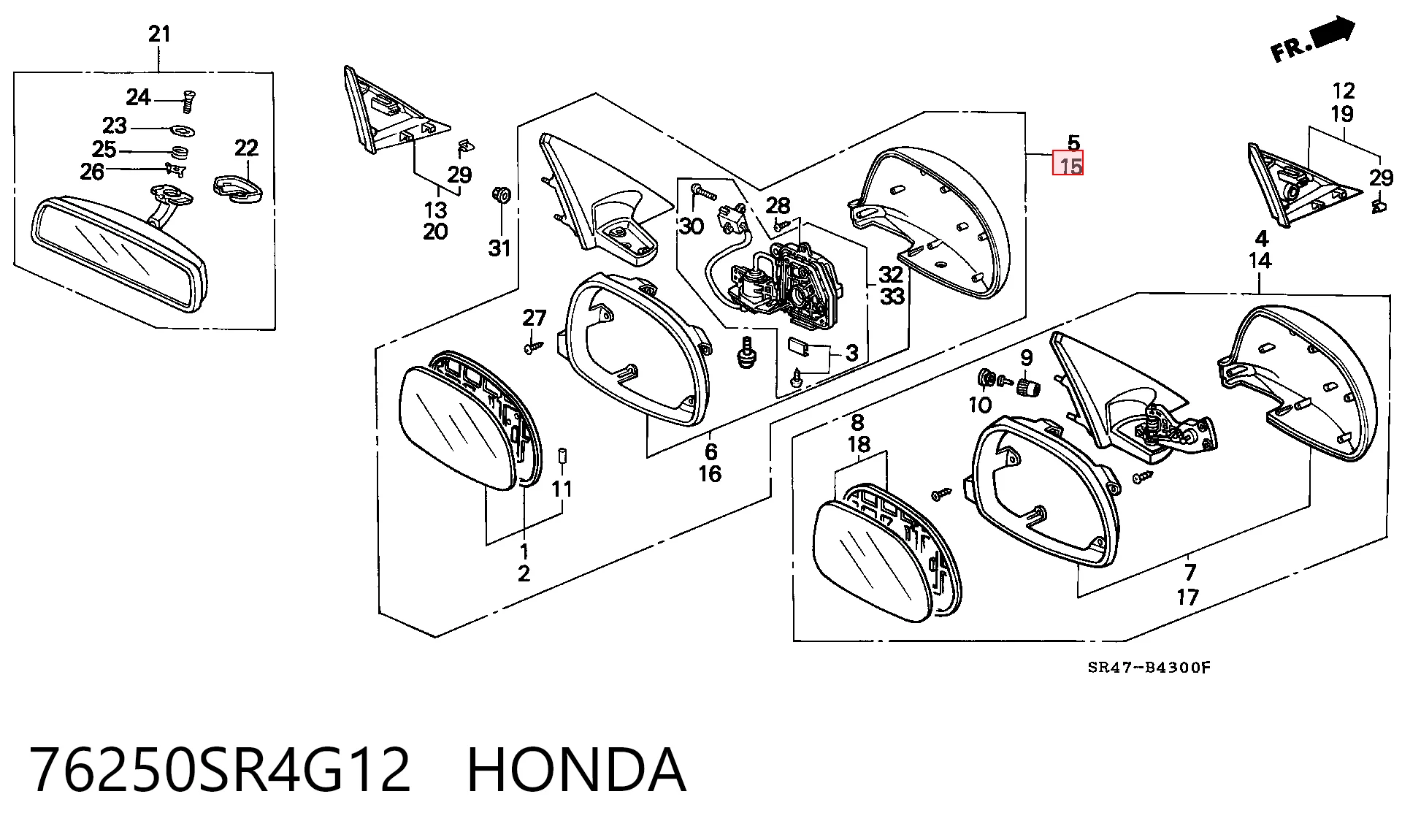 Espejo de retrovisor izquierdo para Honda Civic EG, EH