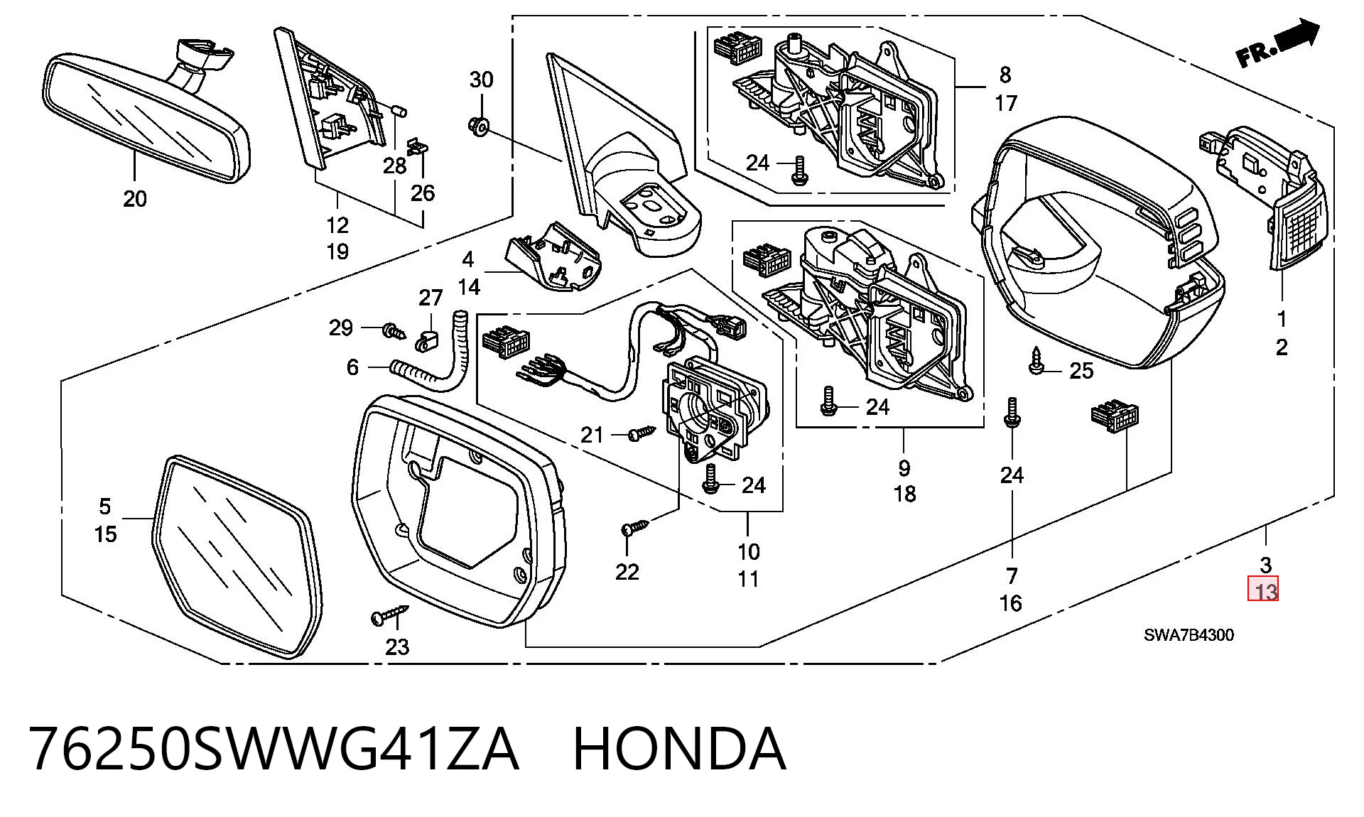 Retrovisor izquierdo Honda CR-V  (RE)