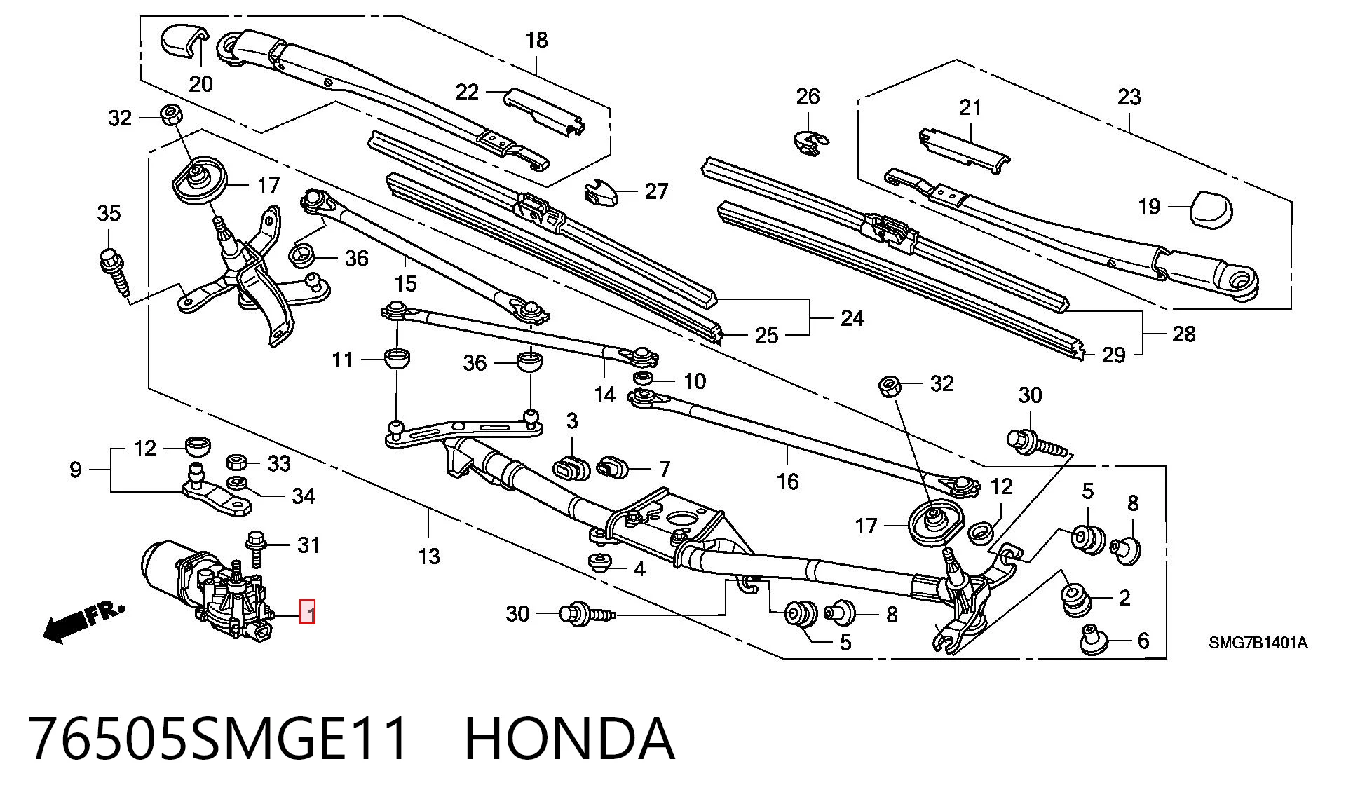 Motor limpiaparabrisas para Honda Civic VIII FK, FN