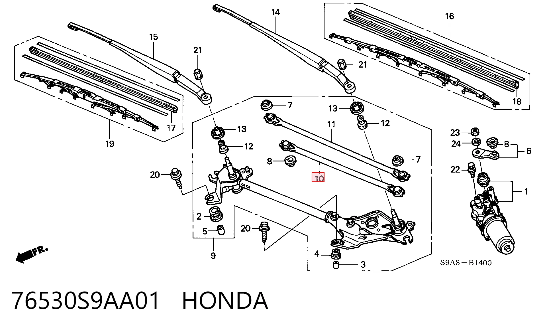 Varillaje de limpiaparabrisas para Honda CR-V II RD