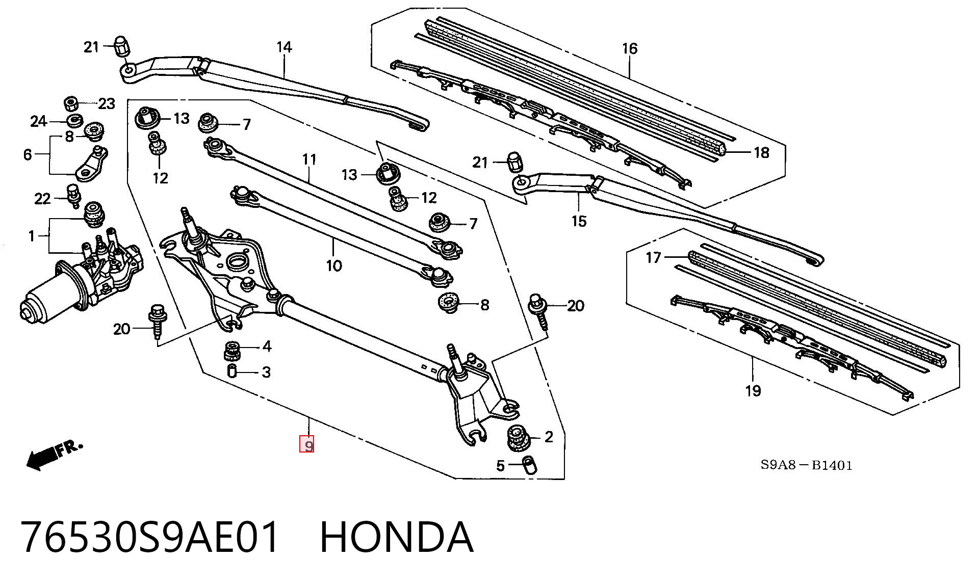 Trapezio del limpiaparabrisas Honda CR-V II SUV (RD) (2002 - 2006) precio, desde 57,83 EUR