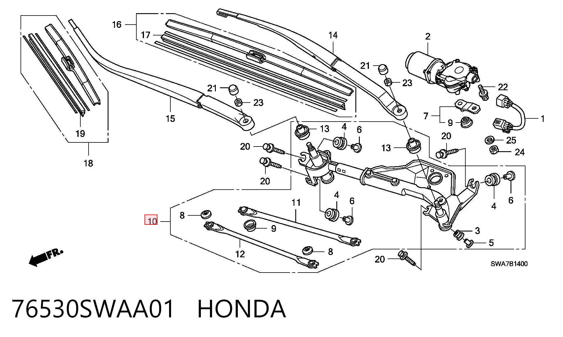 Varillaje de limpiaparabrisas para Honda CR-V III RE