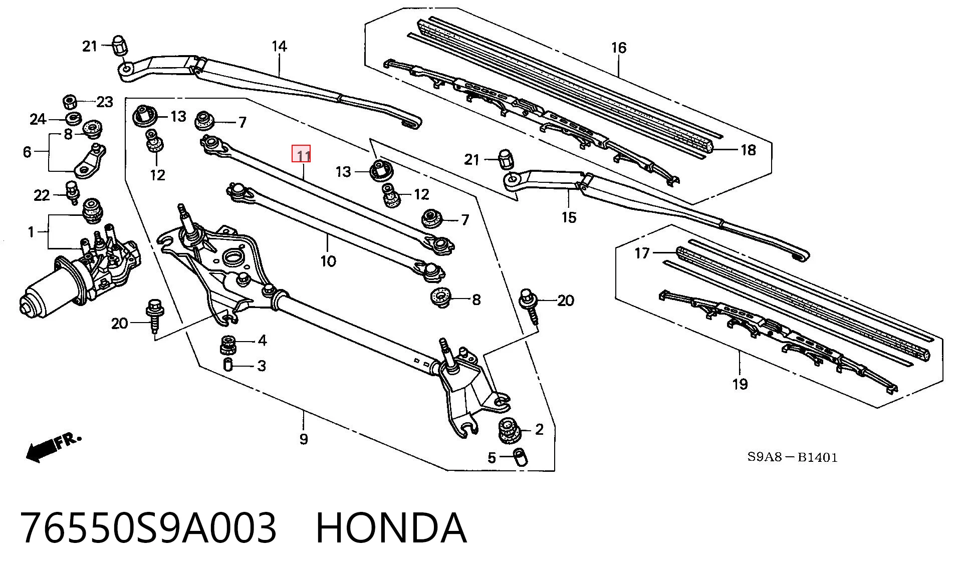 Varillaje de limpiaparabrisas para Honda CR-V II RD