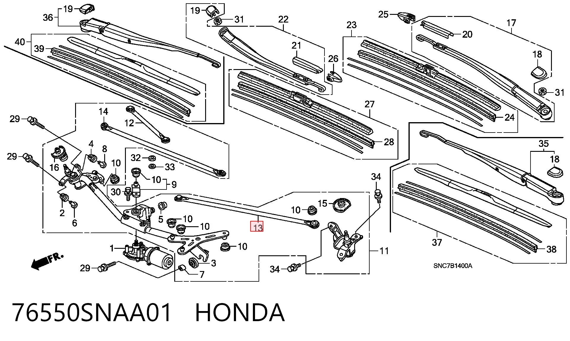 Varilla de limpiaparabrisas para Honda Civic FD, FA